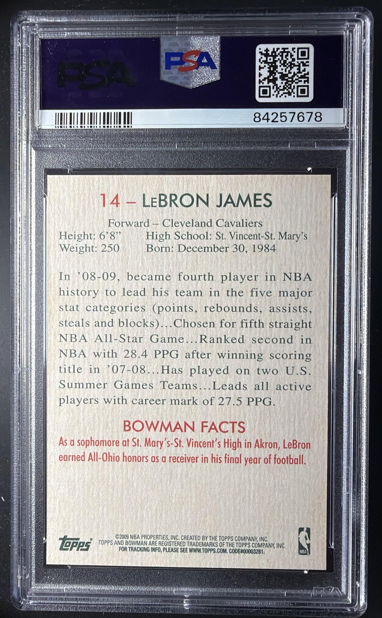2009-10 Bowman 48 LeBron James #14 PSA 9