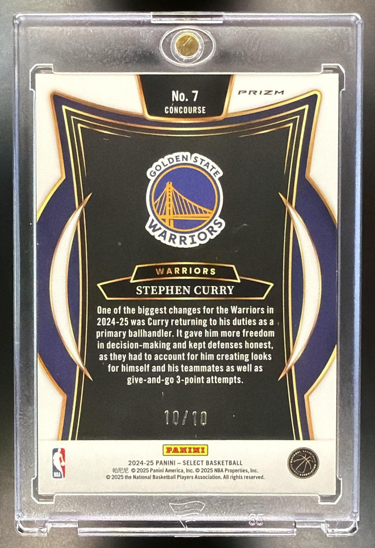 2024-25 Panini Select Stephen Curry #7 Concourse Gold Wave Prizm 10/10