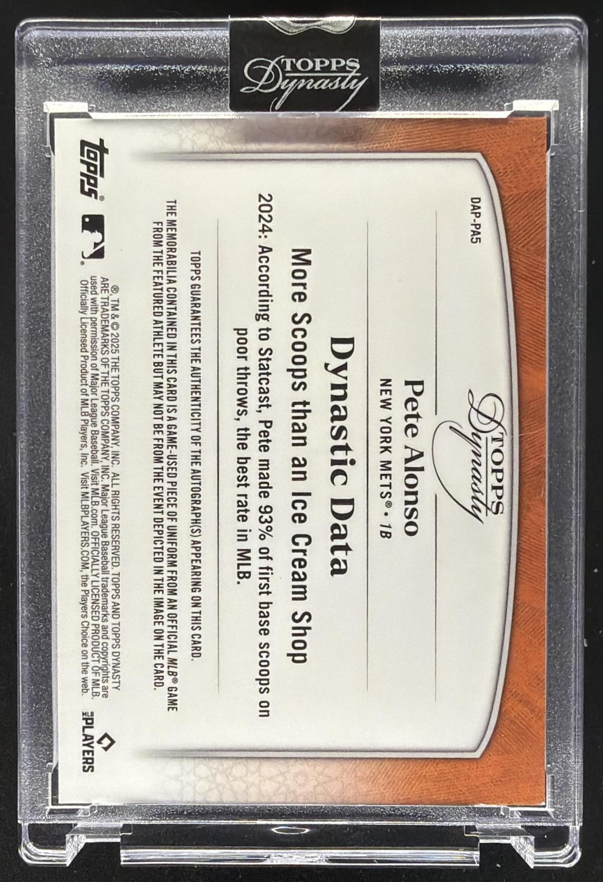 2025 Topps Dynasty Pete Alonso #DAP-PA5 Auto Patch /5 NASTY