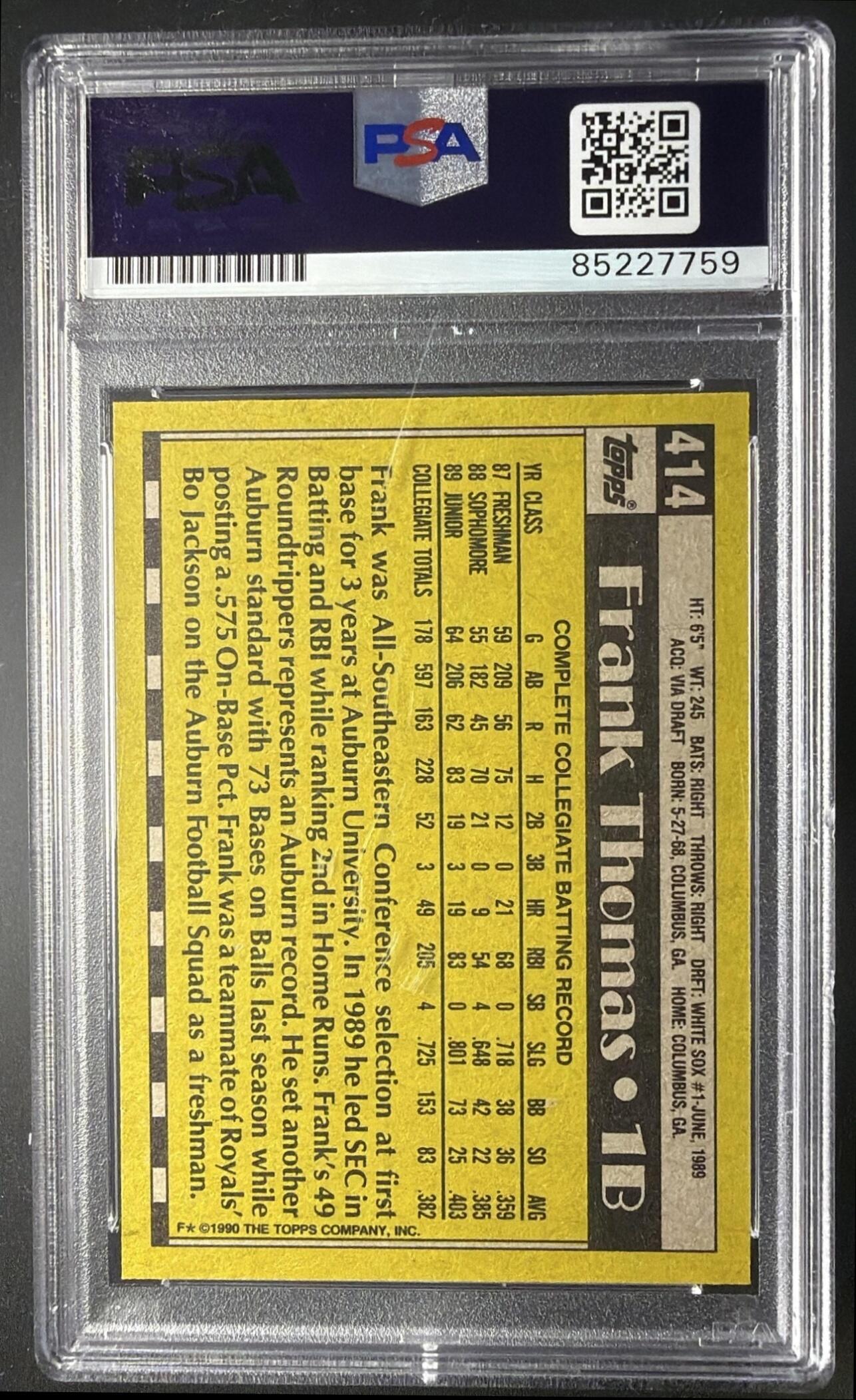 1990 Topps Frank Thomas Rookie Auto IP Auto 10