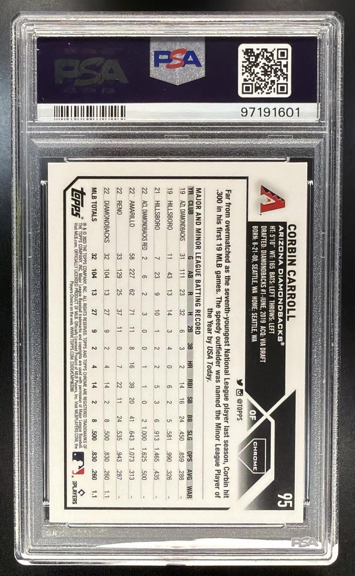 2023 Topps Chrome Logofractor Corbin Carroll #95 Blue 41/150 RC PSA 9
