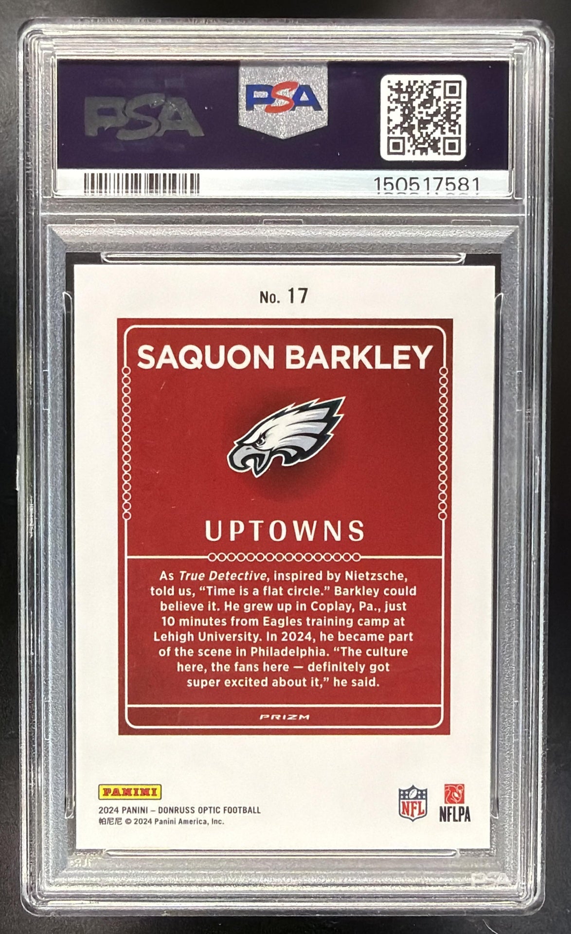 2024 Panini Donruss Optic Saquon Barkley #17 Uptown SSP PSA 10