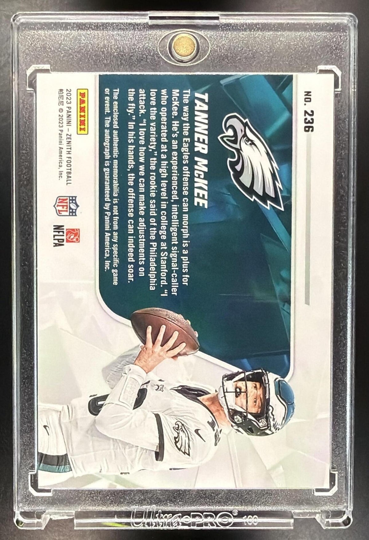 2023 Panini Zenith Tanner McKee #236 Rookie Patch Auto Sparkle 5/50 MEM RC