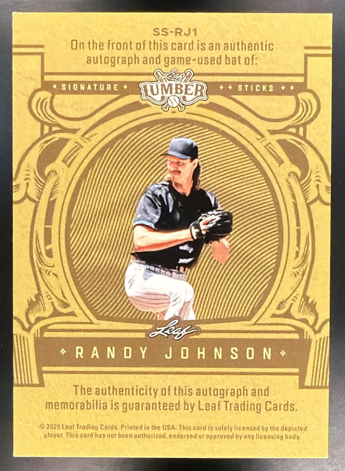 2025 Leaf Lumber Randy Johnson #SS-RJ1 Signature Sticks Auto Bronze 22/30