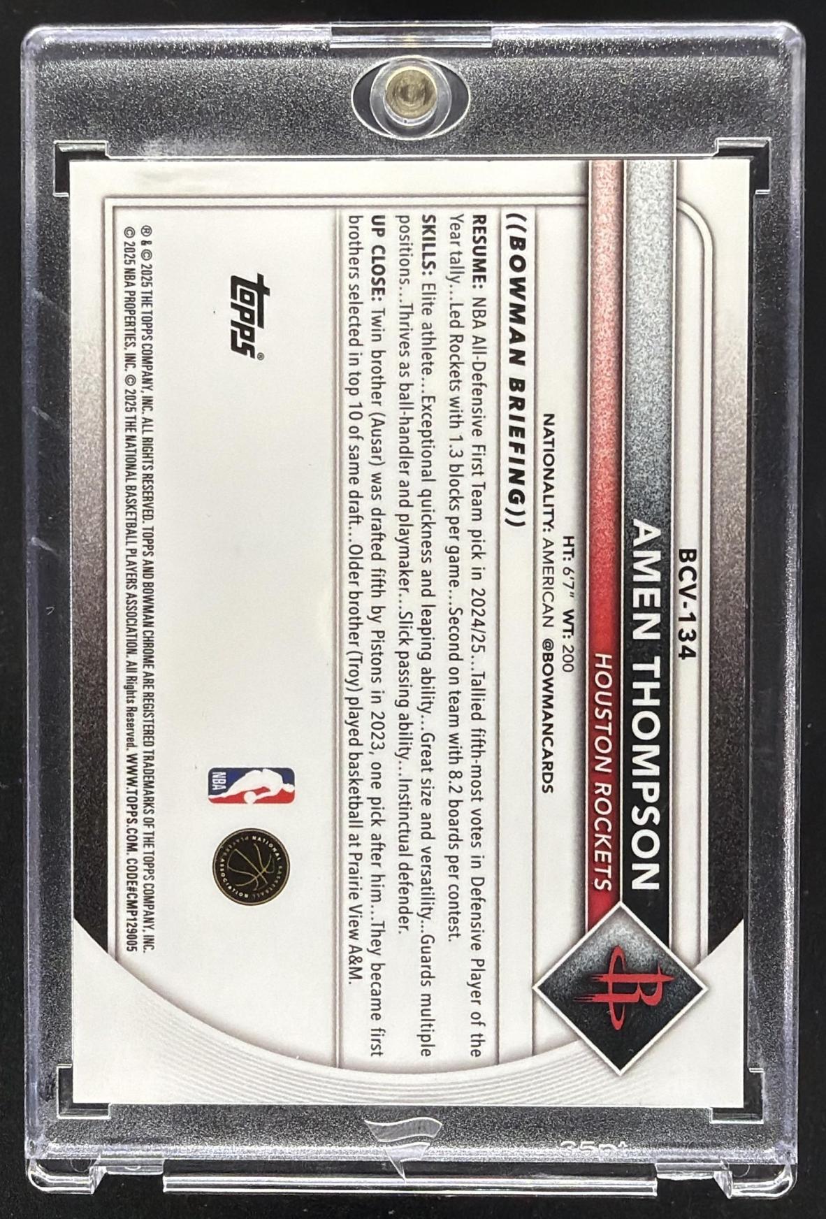 2025 Bowman Chrome Sapphire Amen Thompson #BCV-134 Red /5