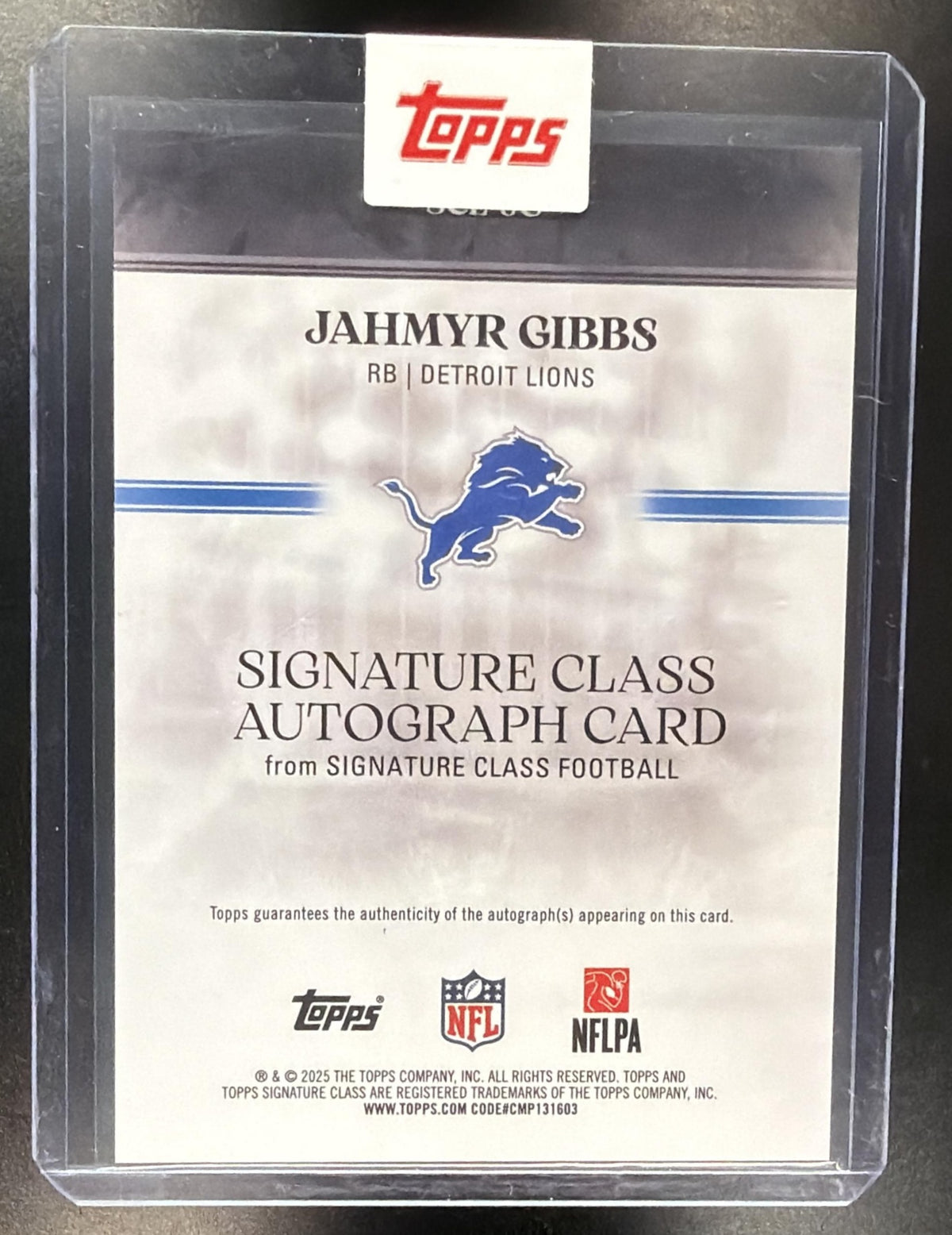 2025 Signature Class Football Jahmyr Gibbs #SCL-JG Auto