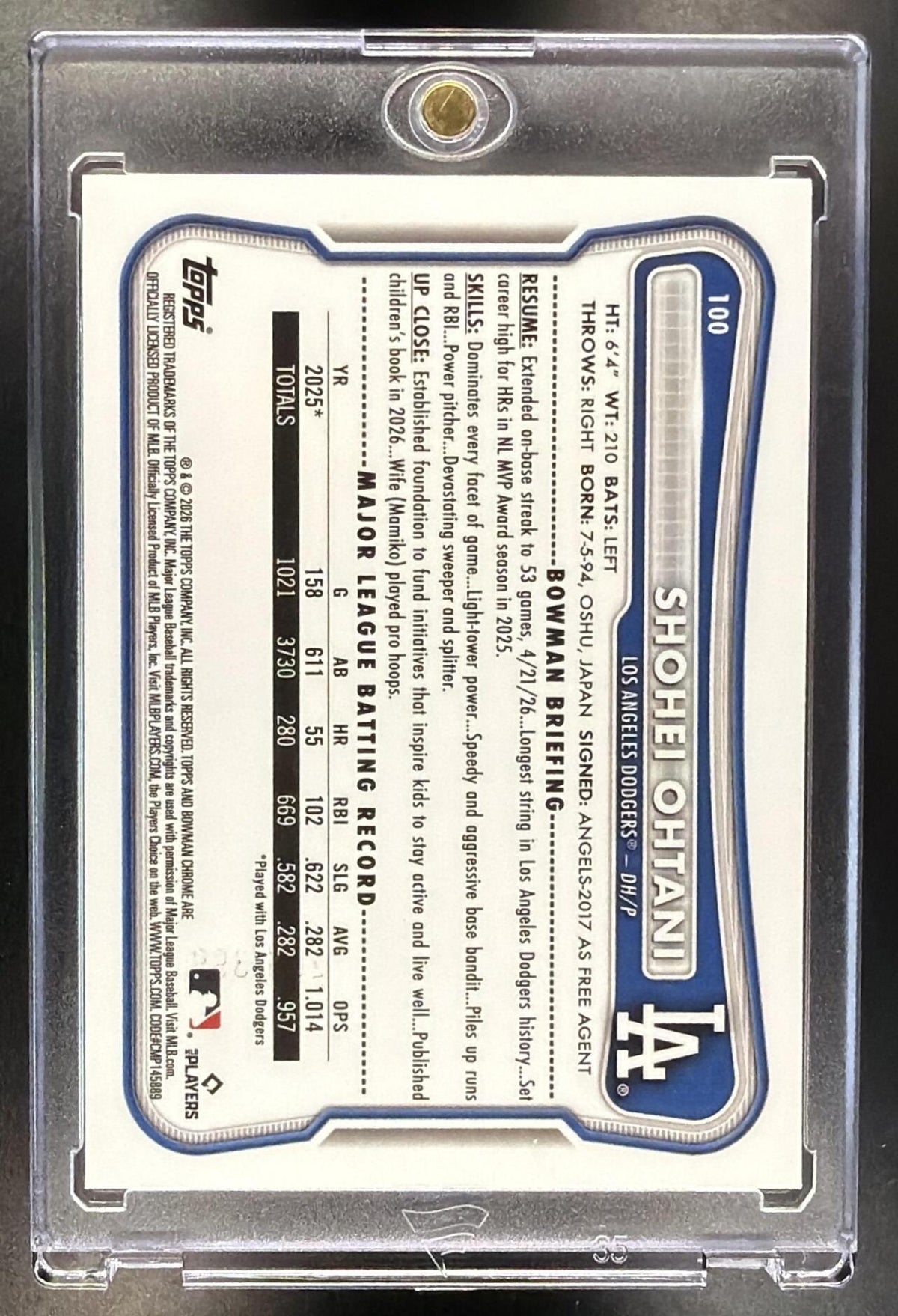 2026 Bowman Chrome Shohei Ohtani #100 Pulsar Refractor 16/399