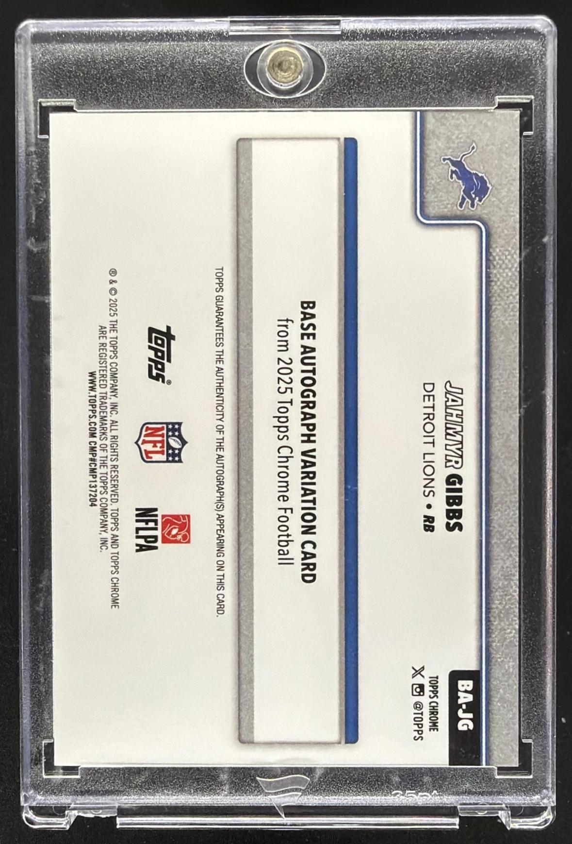 2025 Topps Chrome Jahmyr Gibbs #BA-JG Auto Blue Lava Refractor 136/150