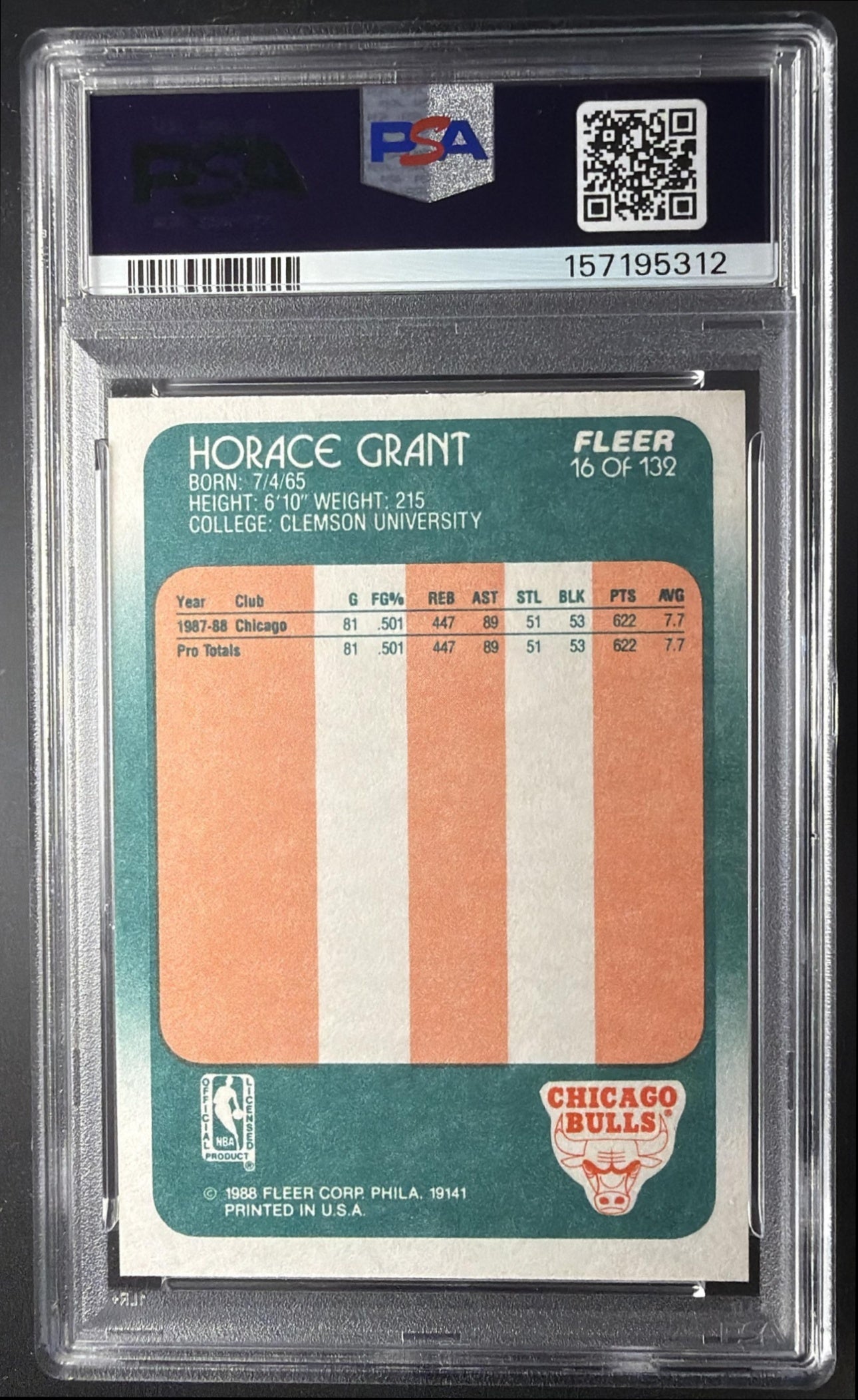 1988-89 Fleer Horace Grant #16 RC PSA 9