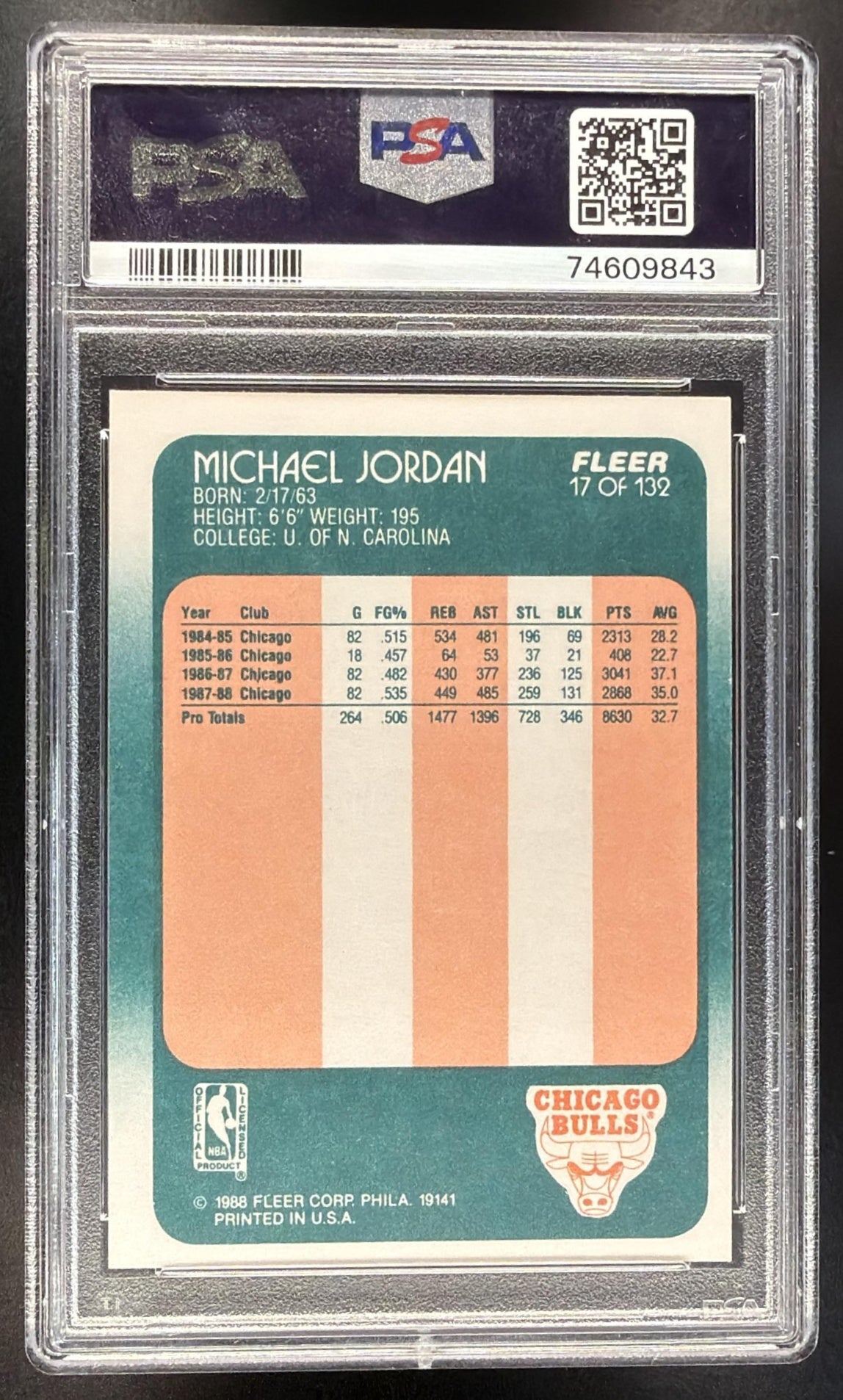 1988-89 Fleer Michael Jordan #17 PSA 7