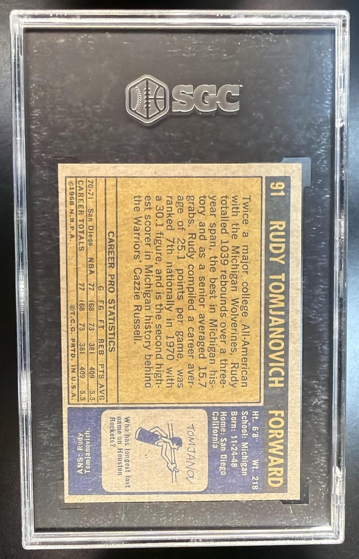 1971-72 Topps Rudy Tomjanovich #91 SGC 6.5
