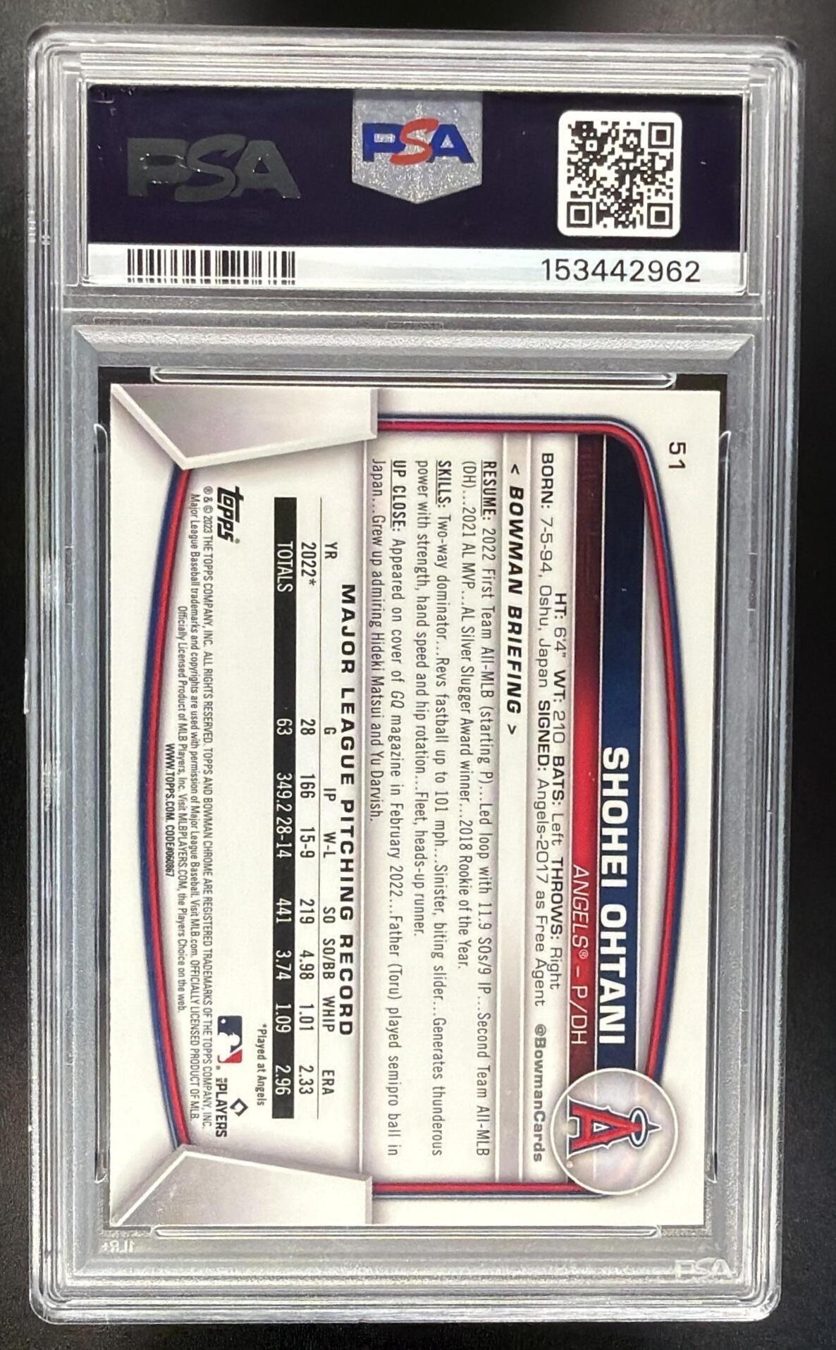 2023 Bowman Mega Box Shohei Ohtani #51 Mojo Refractor PSA 10