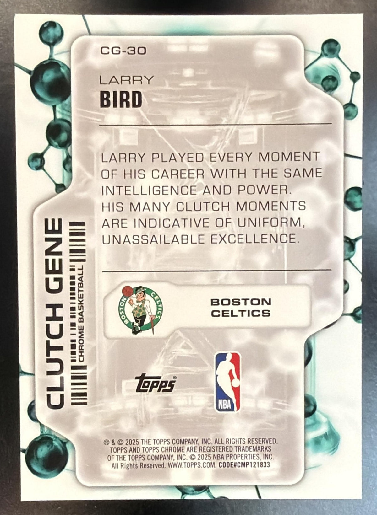 2025 Topps Chrome Update Larry Bird #CG-30 Clutch Gene 17/25