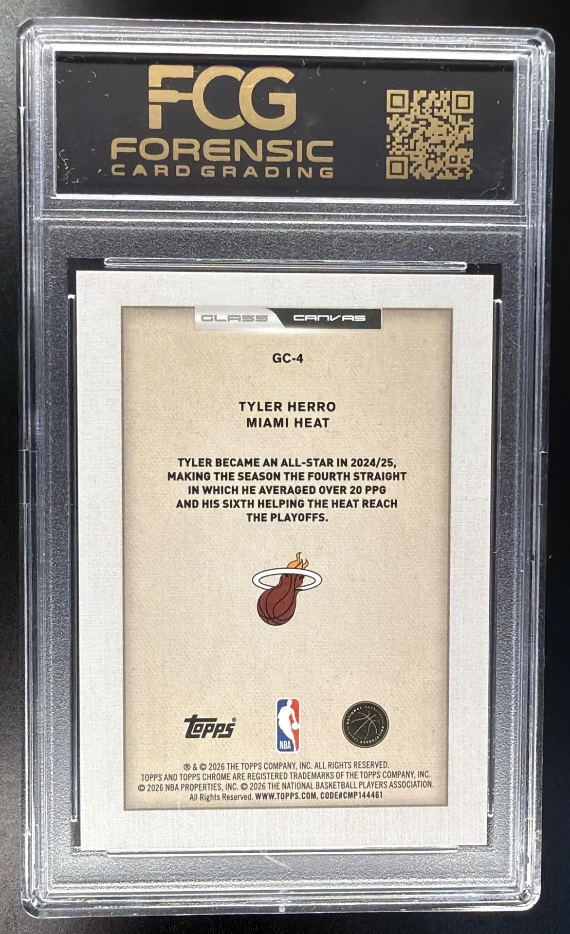 2025-26 Topps Chrome Update Tyler Herro #GC-4 Glass Canvas SSP FCG 10