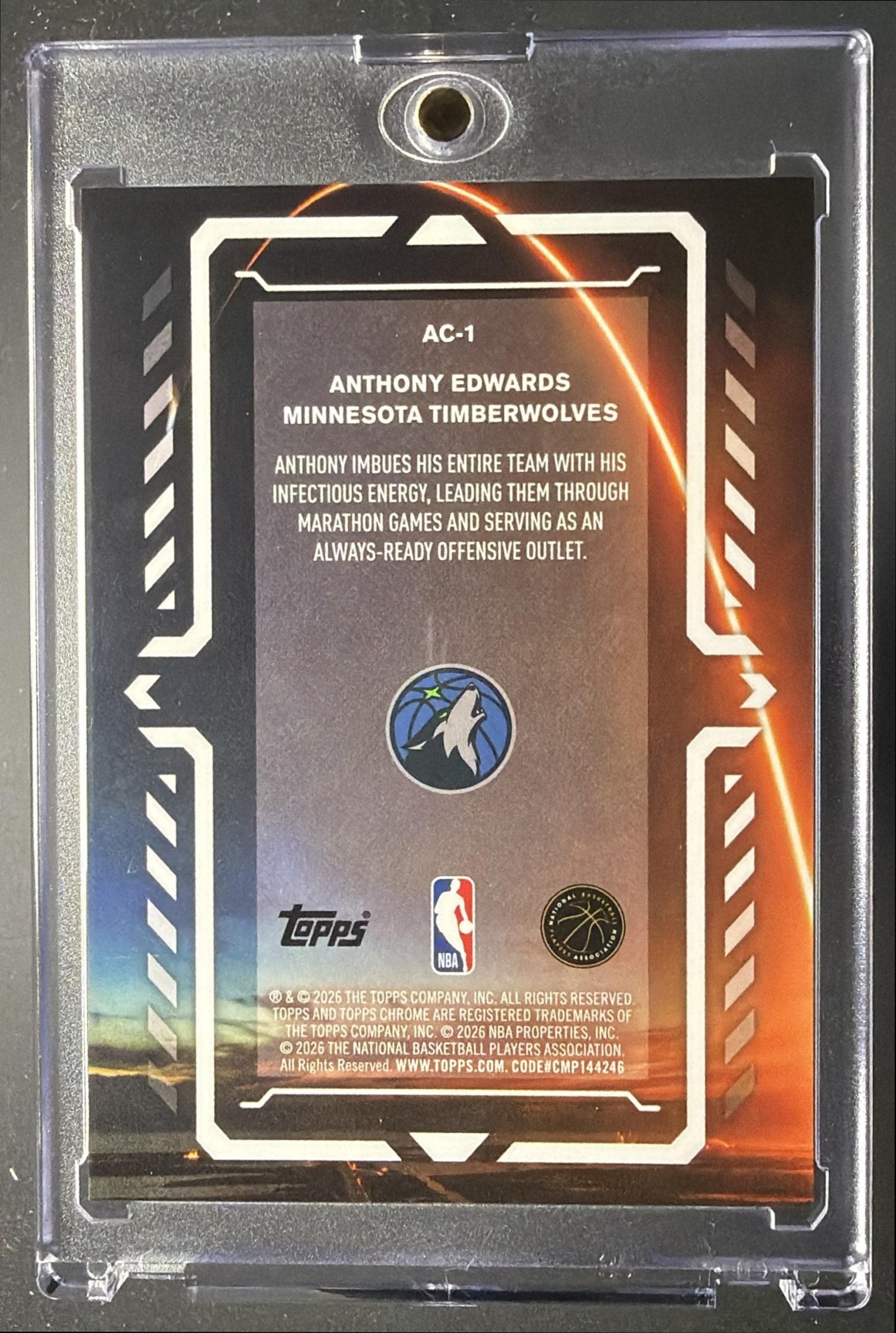 2025 Topps Chrome Update Anthony Edwards #AC-1 Activators Gold Geometric Refractor /50