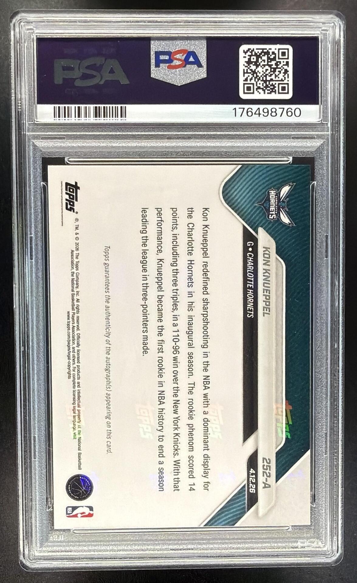 2025-26 Topps Now Kon Knueppel #10 Auto Red Foil /5 PSA 10