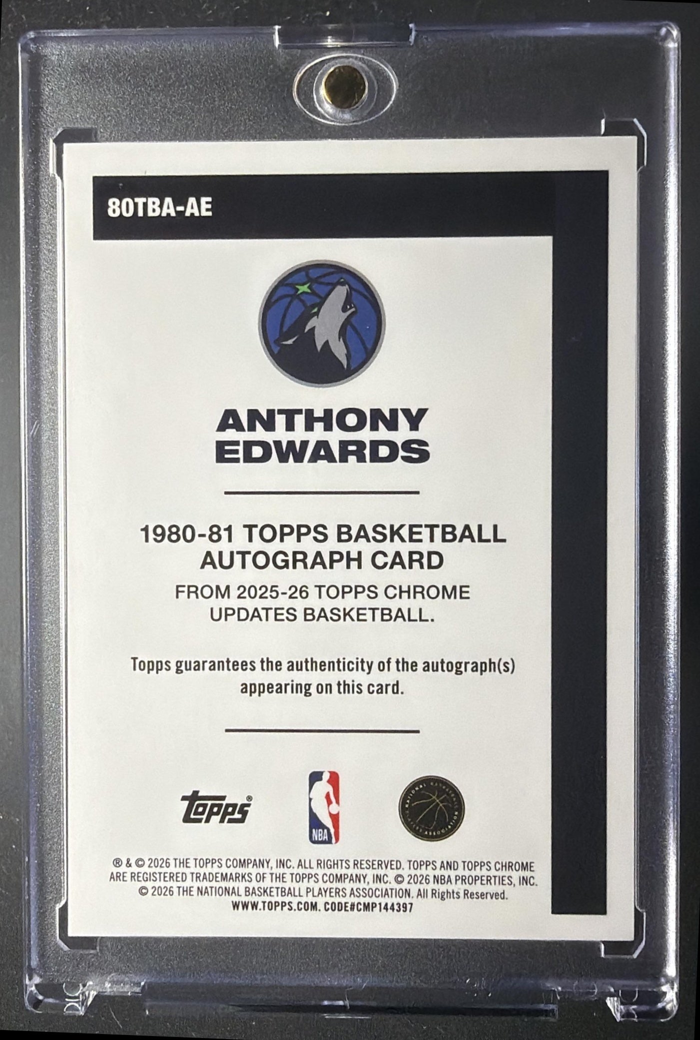 2025 Topps Chrome Update Anthony Edwards #80TBA-AE 1980-81 Auto Gold Geometric Refractor /50 SSP
