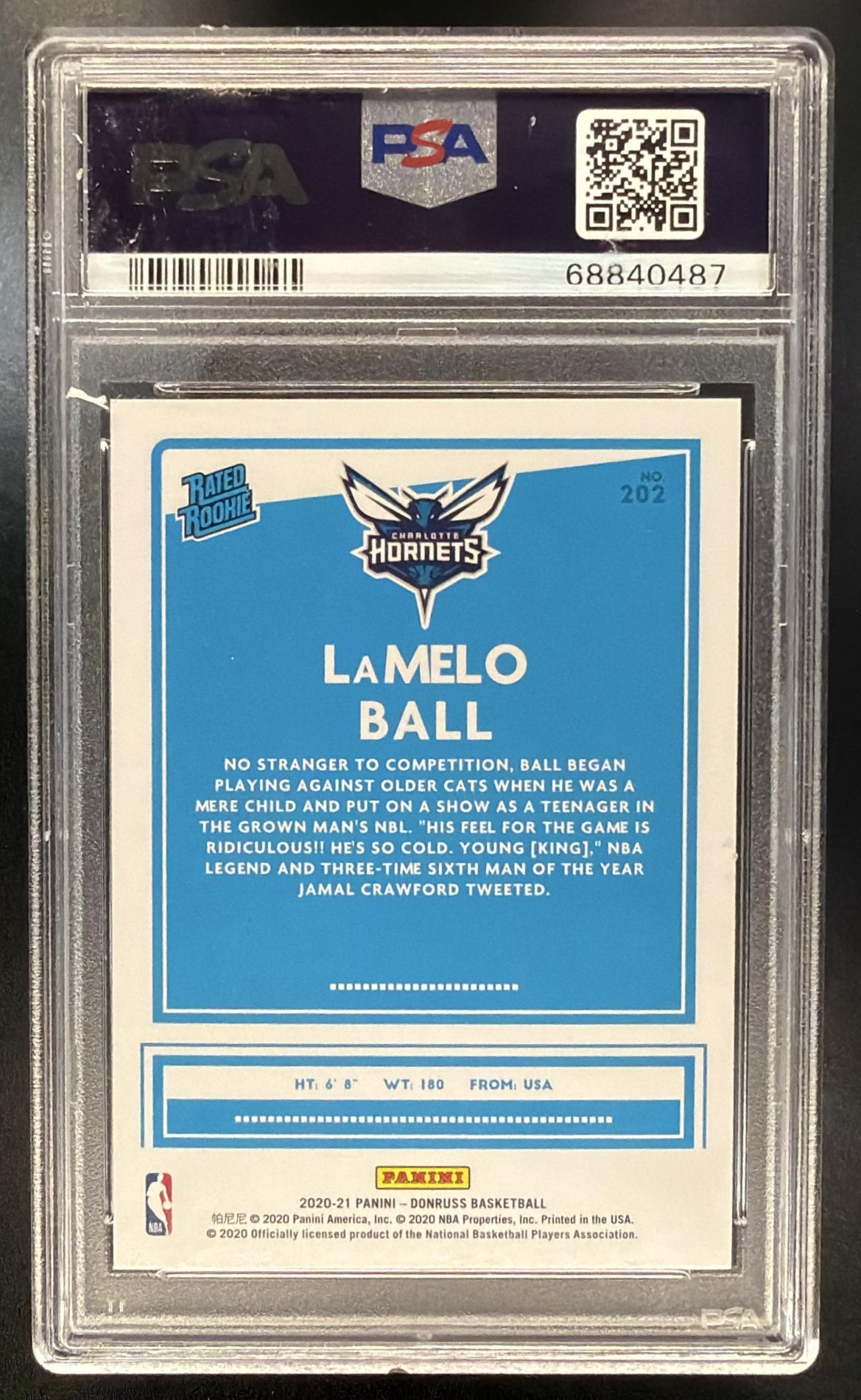 2020-21 Panini Donruss LaMelo Ball #202 Holo Orange Laser RC PSA 10