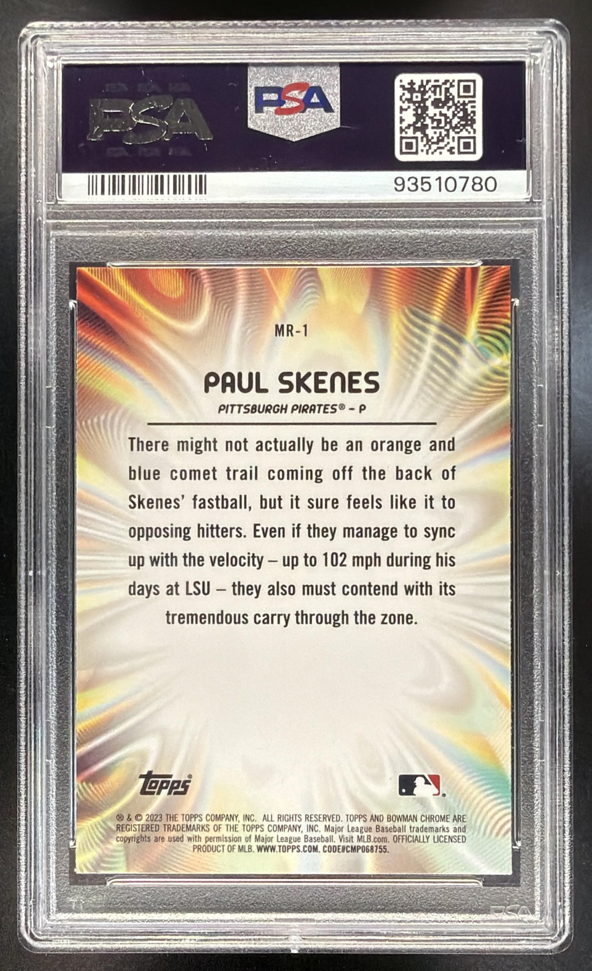 2023 Bowman Draft Paul Skenes #MR-1 Mood Ring PSA 10