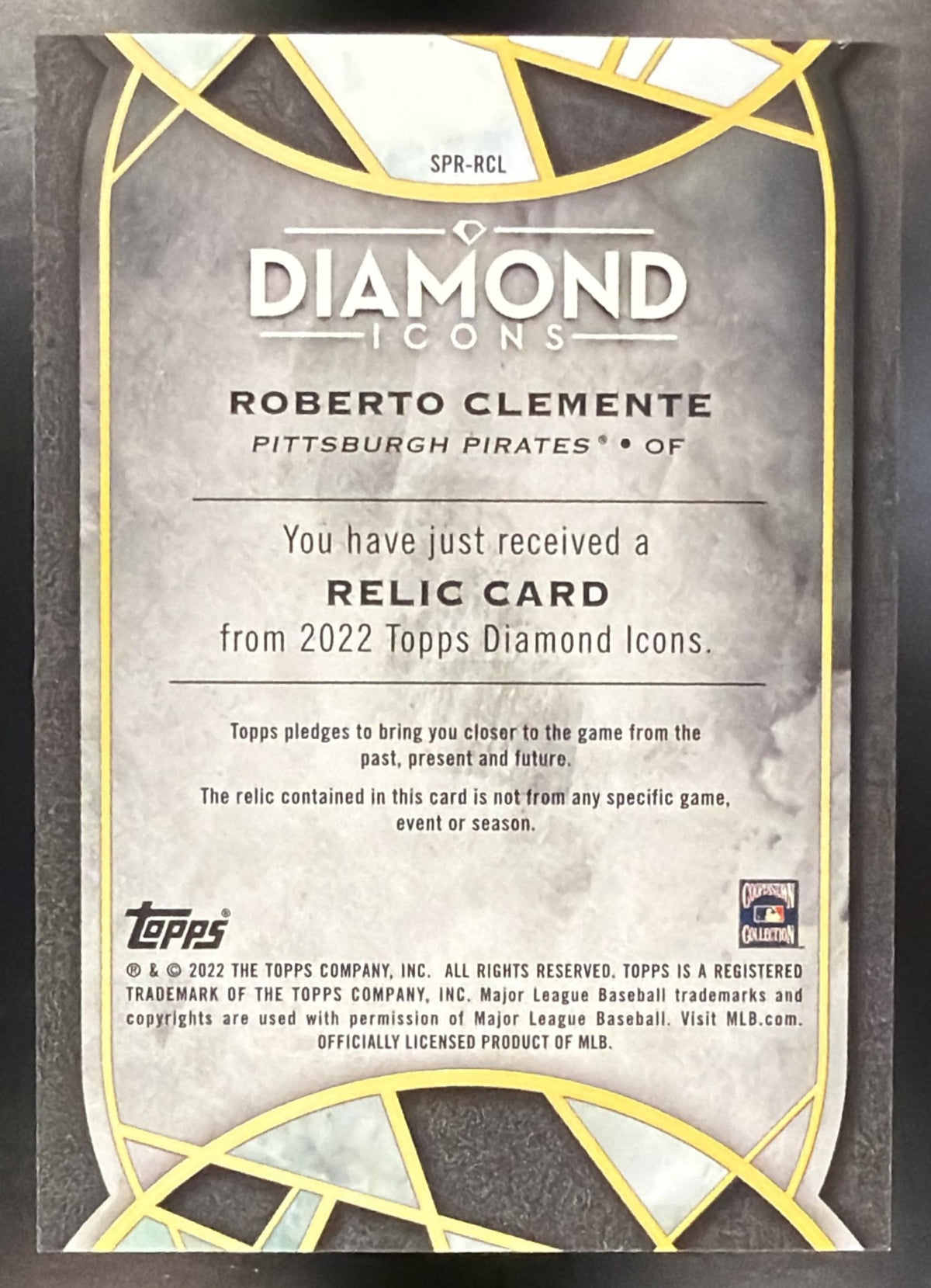 2022 Topps Diamond Icons Roberto Clemente #SPR-RCL Single-Player Relics 6/10 Relic