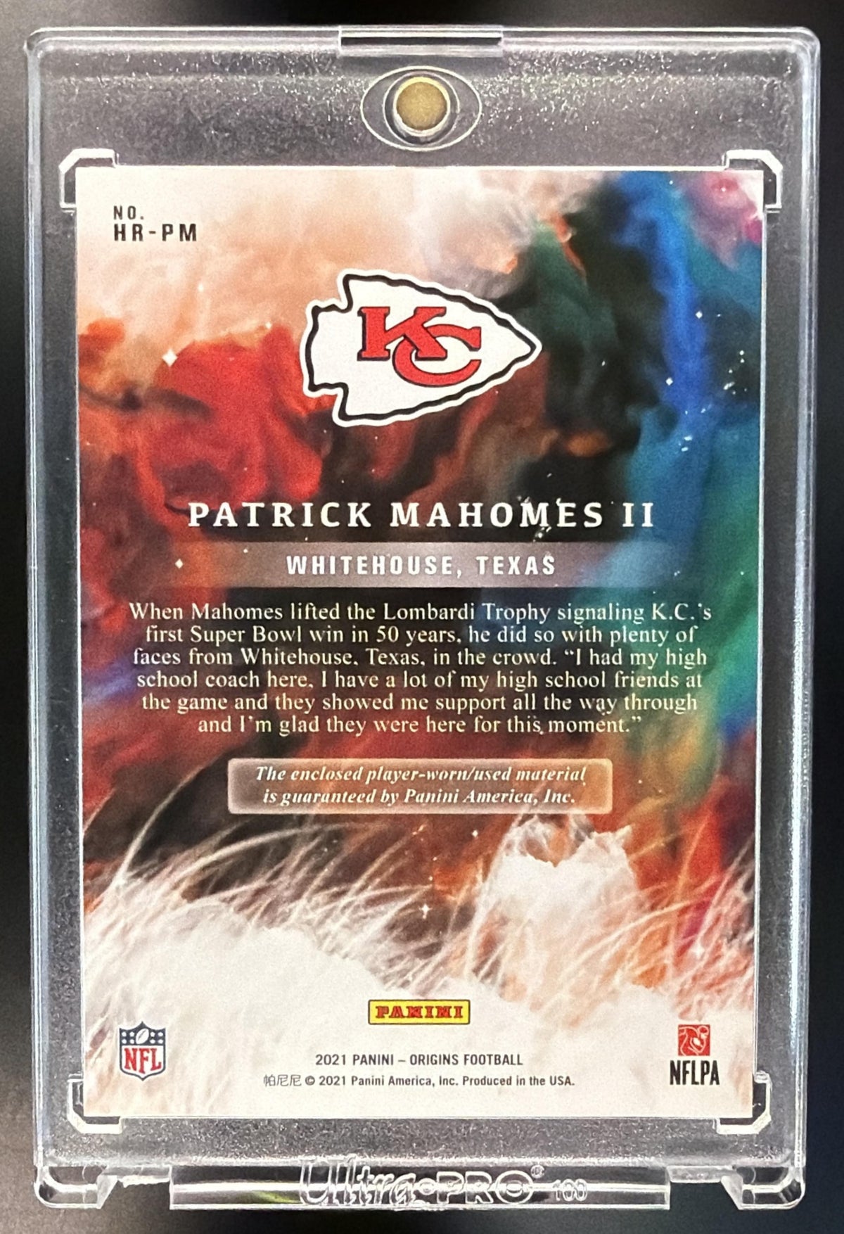 2021 Panini Origins Patrick Mahomes II #HR-PM Blue Patch /25