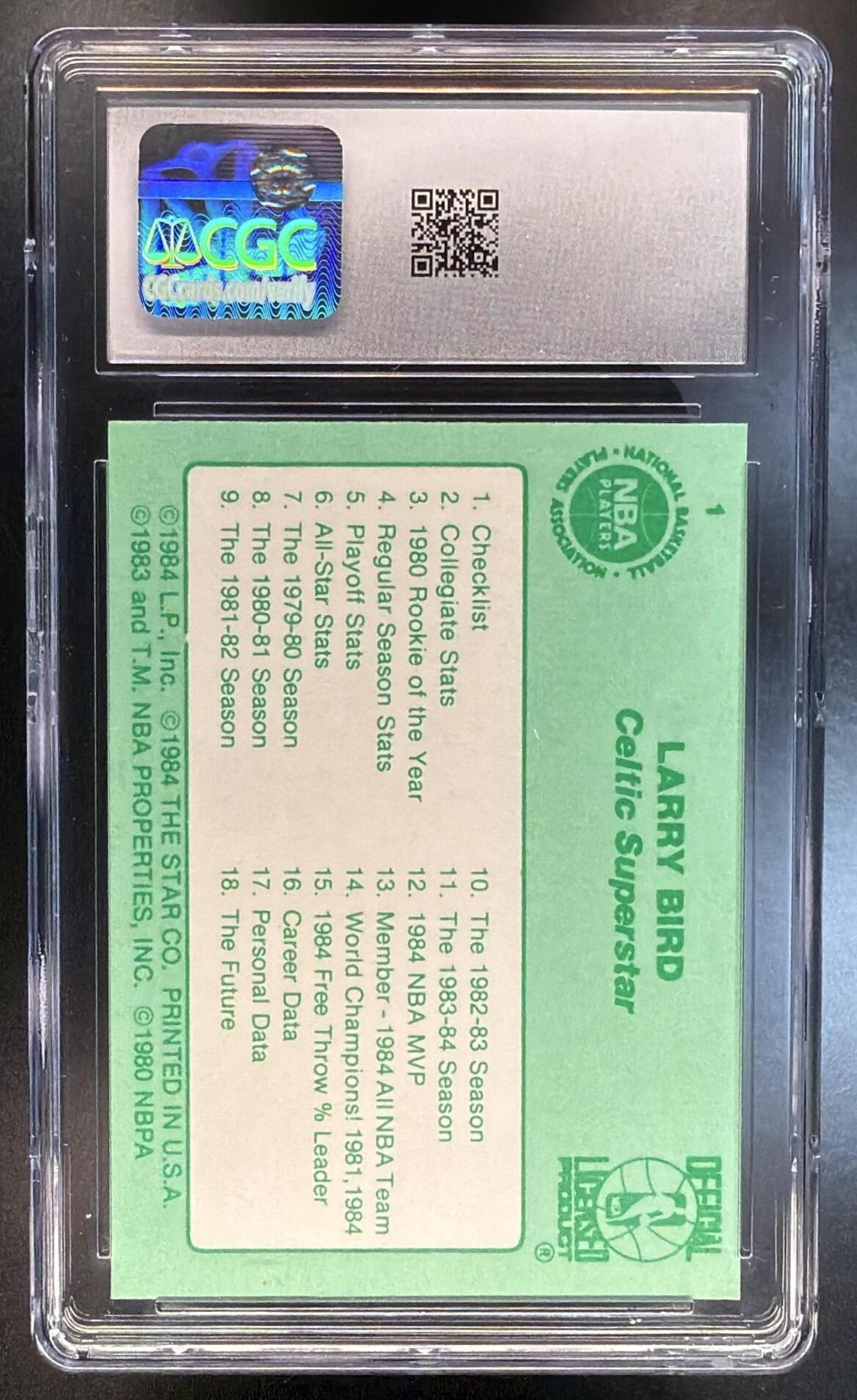 1984 Star Larry Bird #1 Checklist CGC 6.5