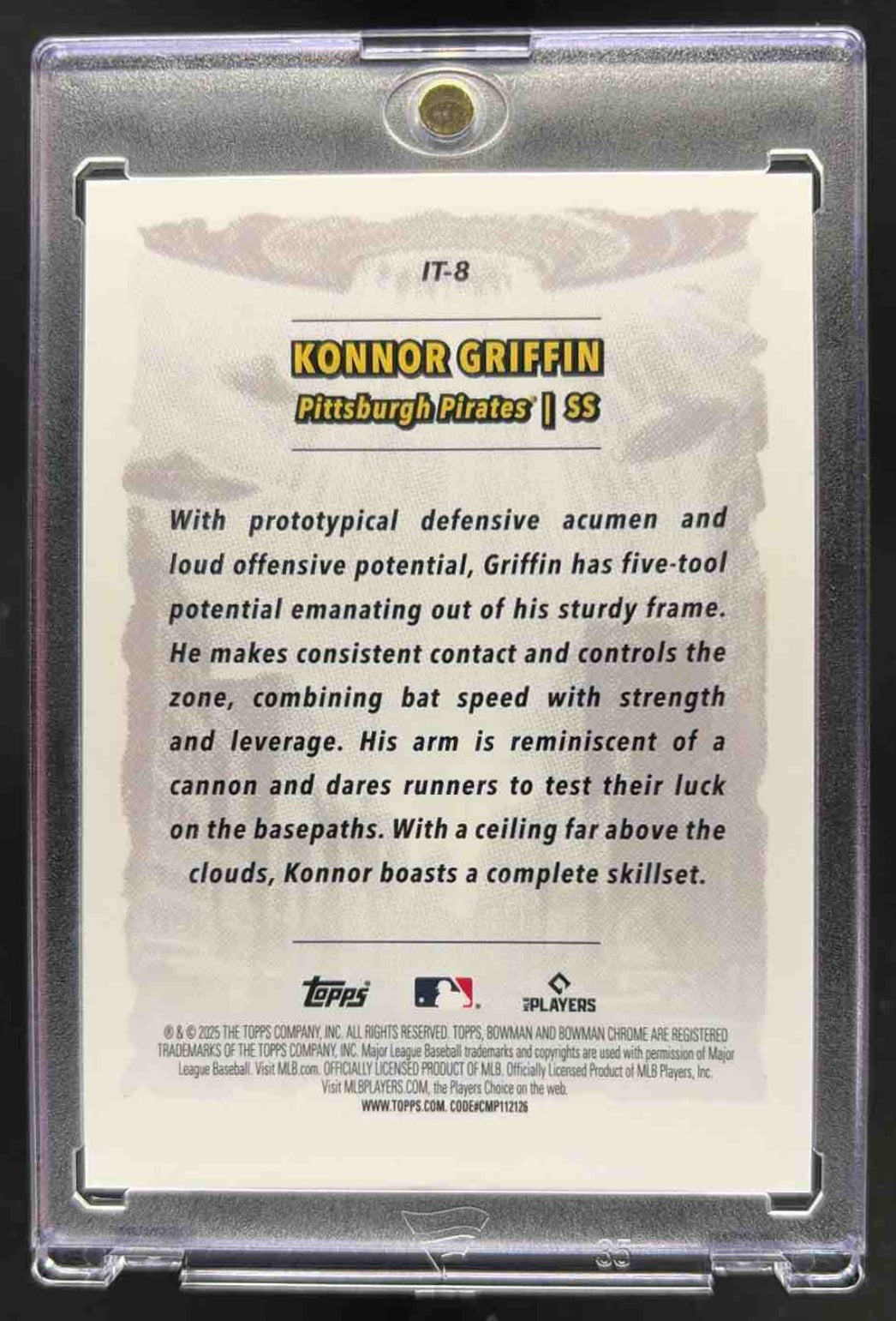 2025 Bowman Chrome Konnor Griffin #IT-8 It Came to the League Gold Refractor /50