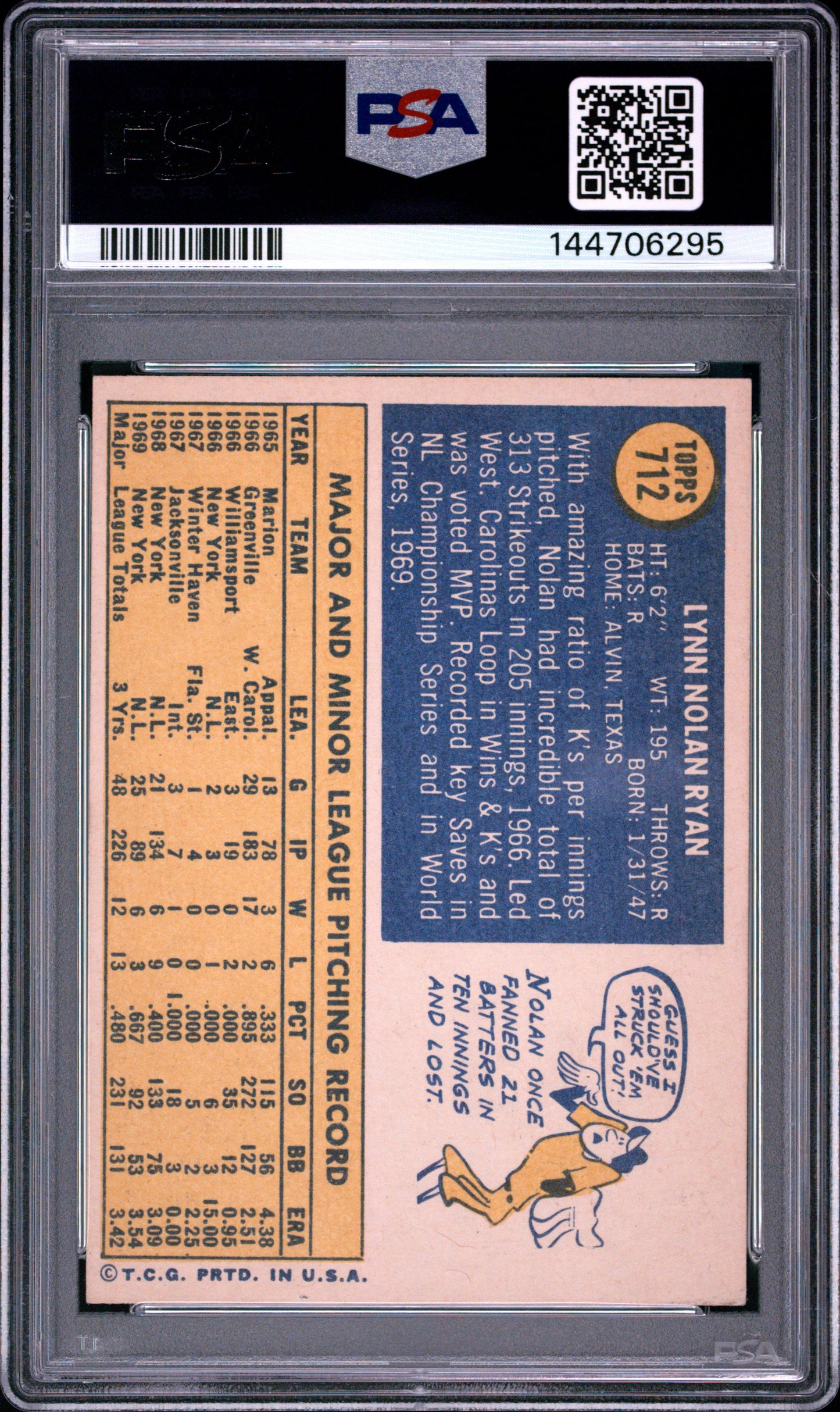 1970 Topps Nolan Ryan #712 PSA 4