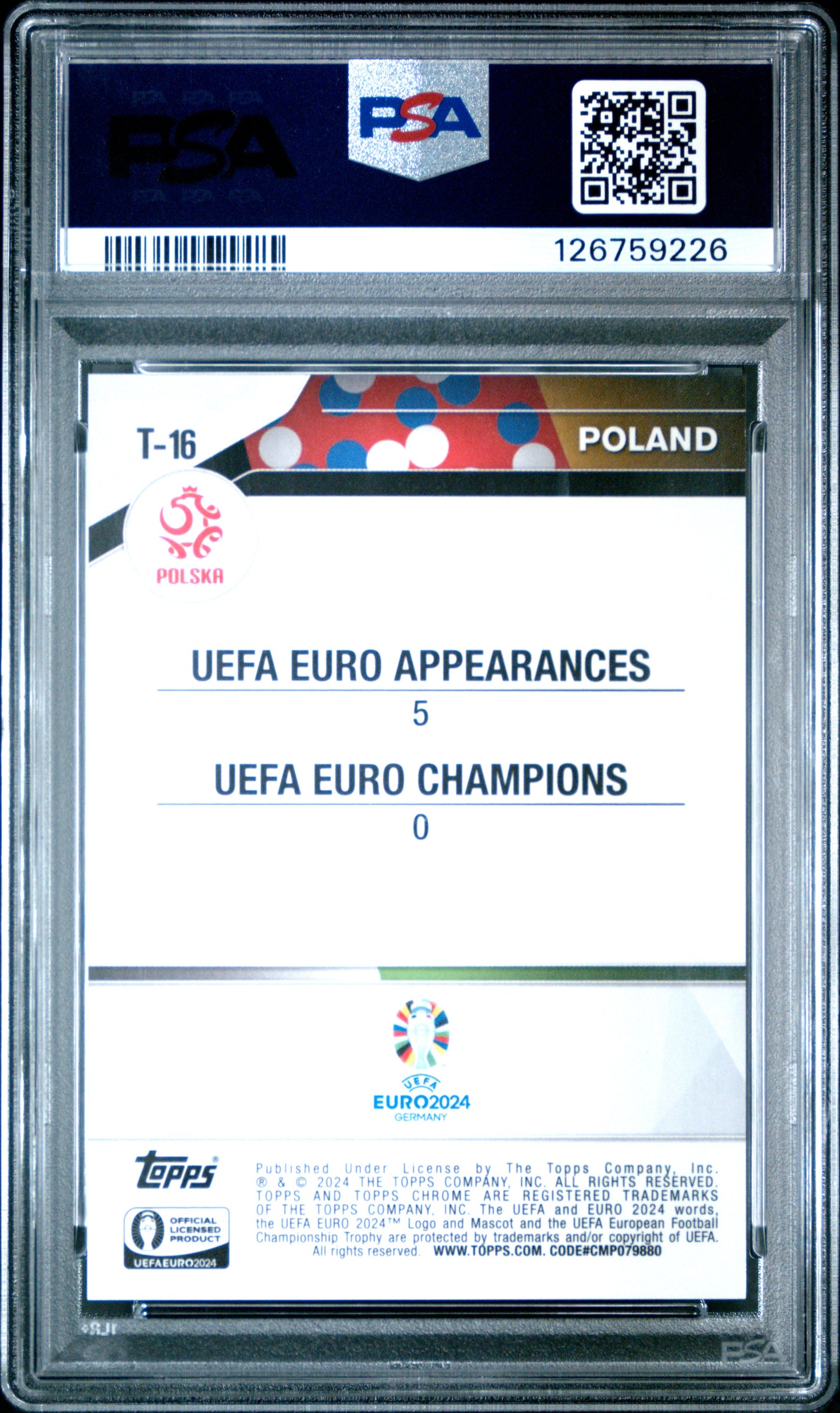 2024-25 Topps Chrome Poland Team SP /24 PSA 10