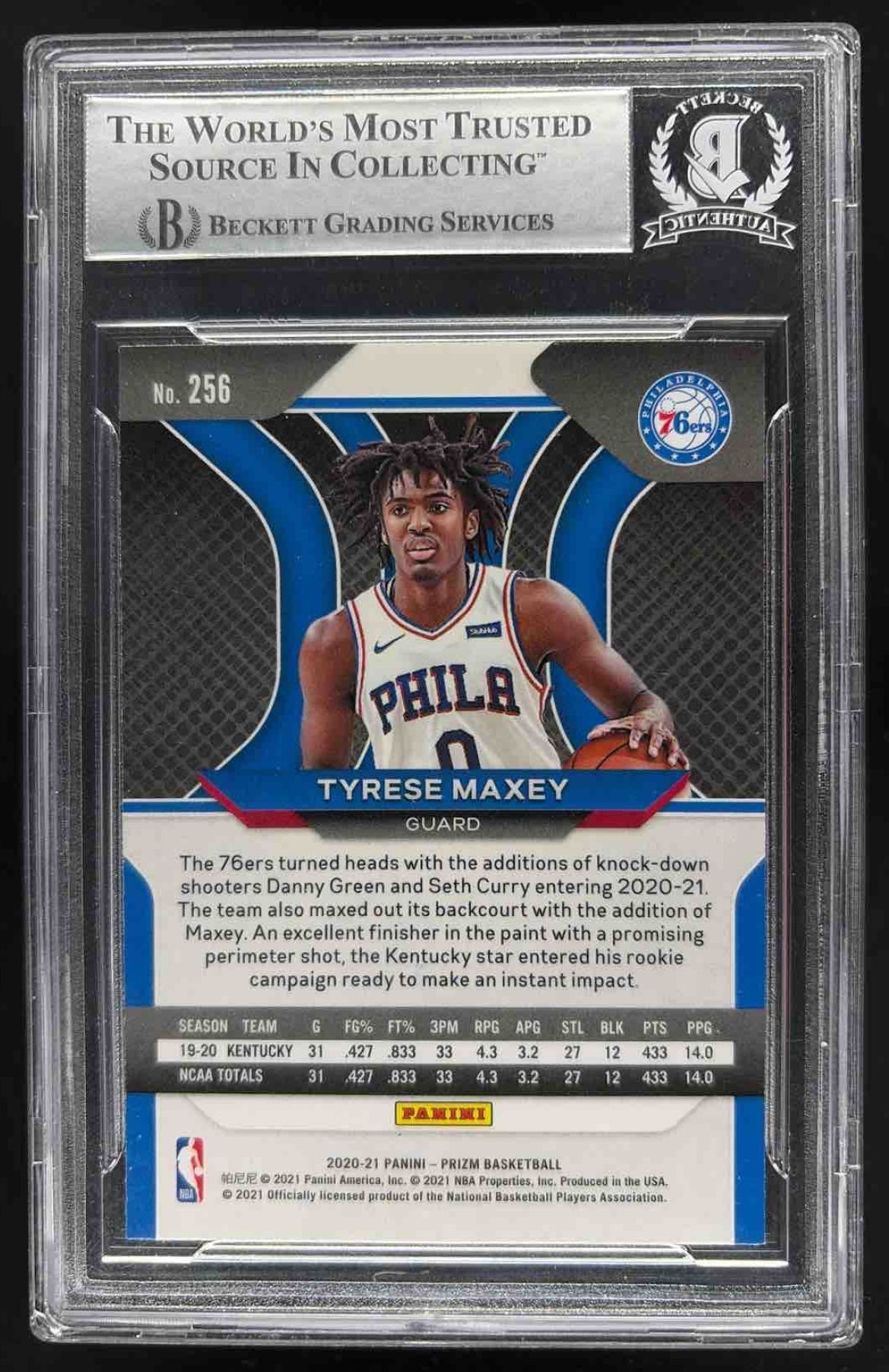 2020-21 Panini Prizm Tyrese Maxey #RS-TMX Rookie Signatures Auto RC