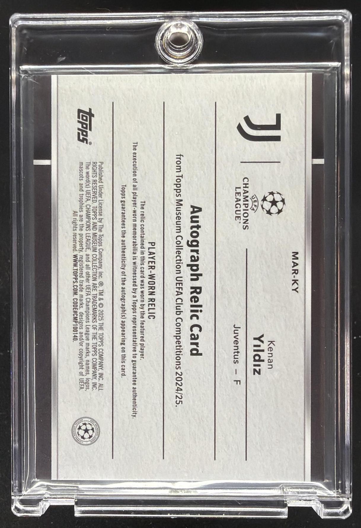 2024 Topps Museum Collection UEFA Club Kenan Yildiz #MAR-KY Auto Relics /199