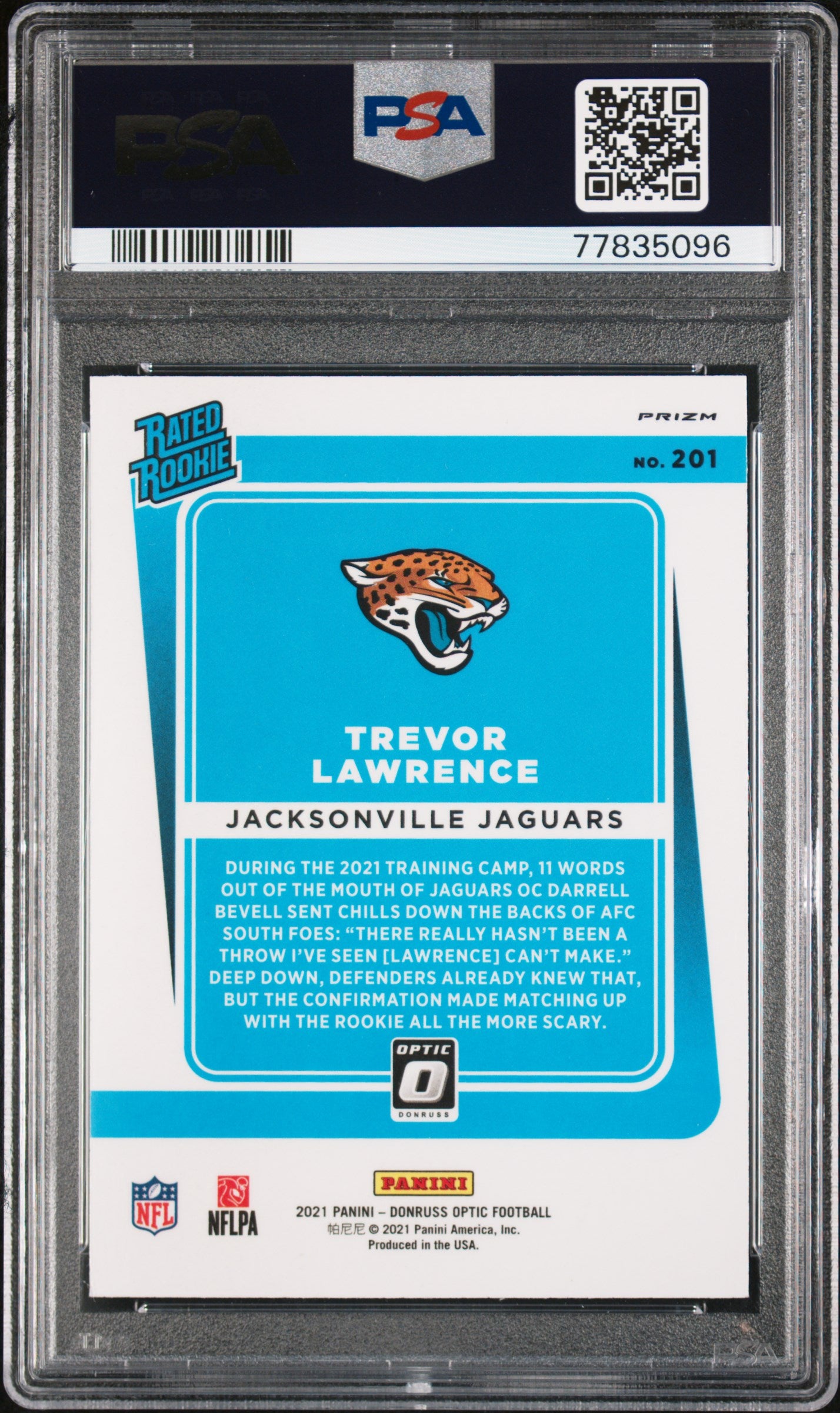 2021 Panini Donruss Optic Trevor Lawrence #201 Holo RC Rated Rookie PSA 10