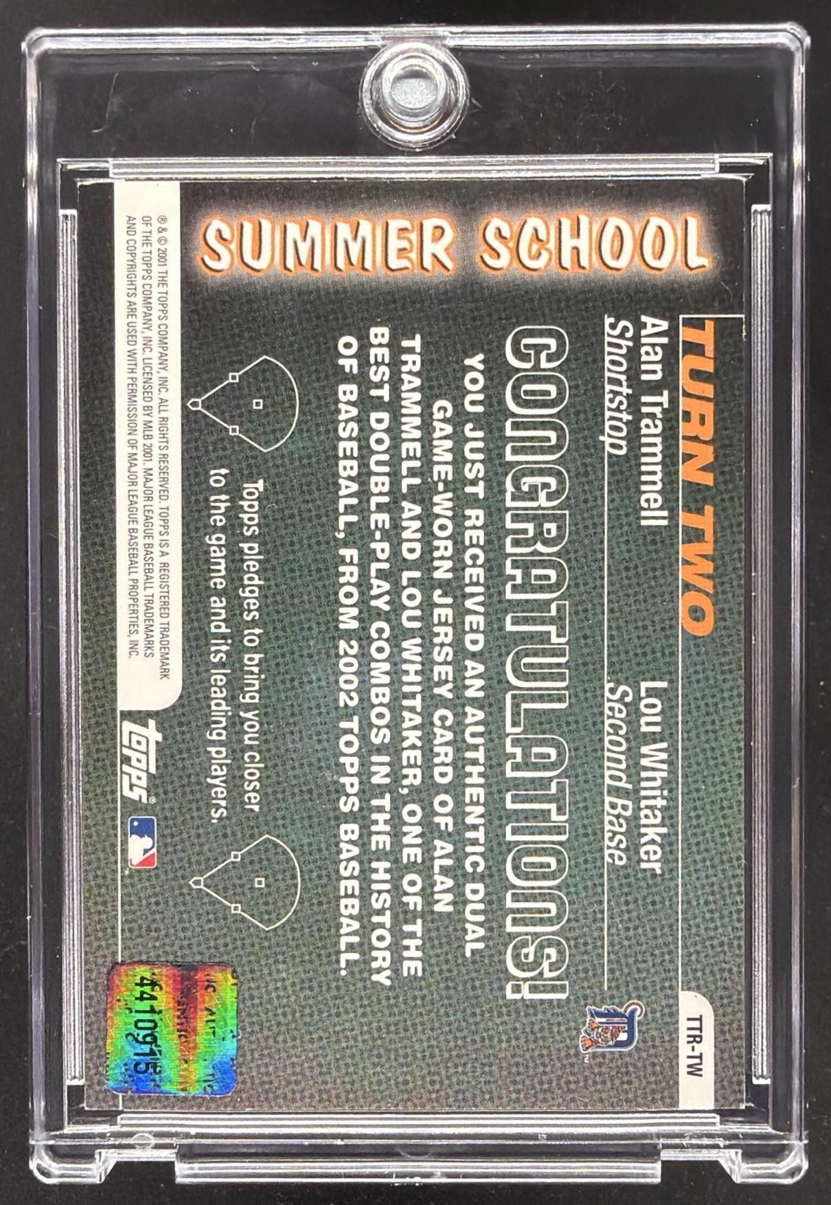 2001 Topps Lou Whitaker Alan Trammell Dual Patch Turn Two