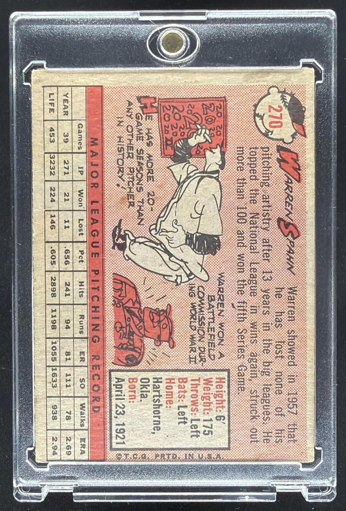 1958 Topps Warren Spahn #270