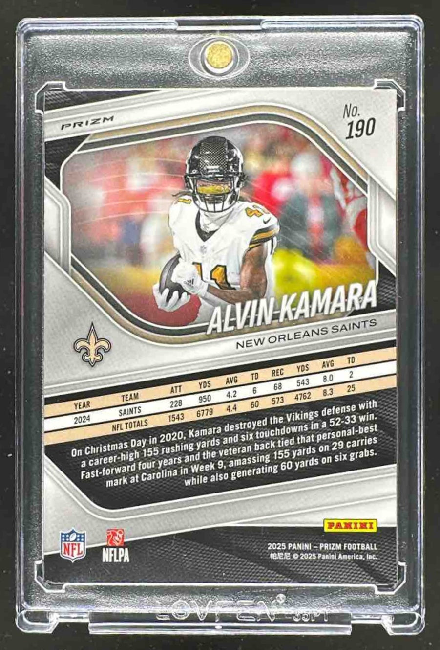 2025 Panini Prizm Alvin Kamara #190 Tiger Stripe Saints