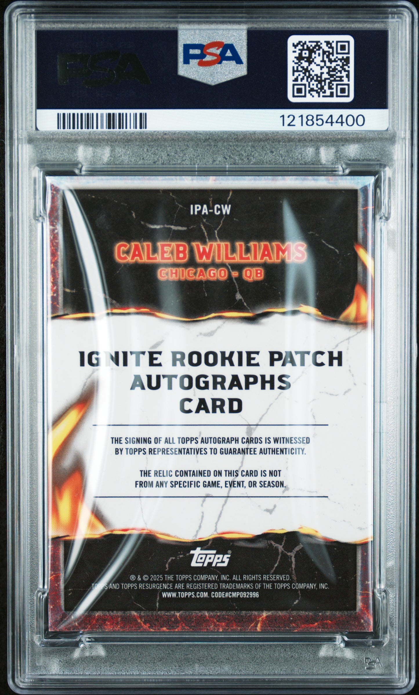 2024 Topps Resurgence Caleb Williams #IPA-CW Ignite Rookie Patch Auto MEM RC PSA 9