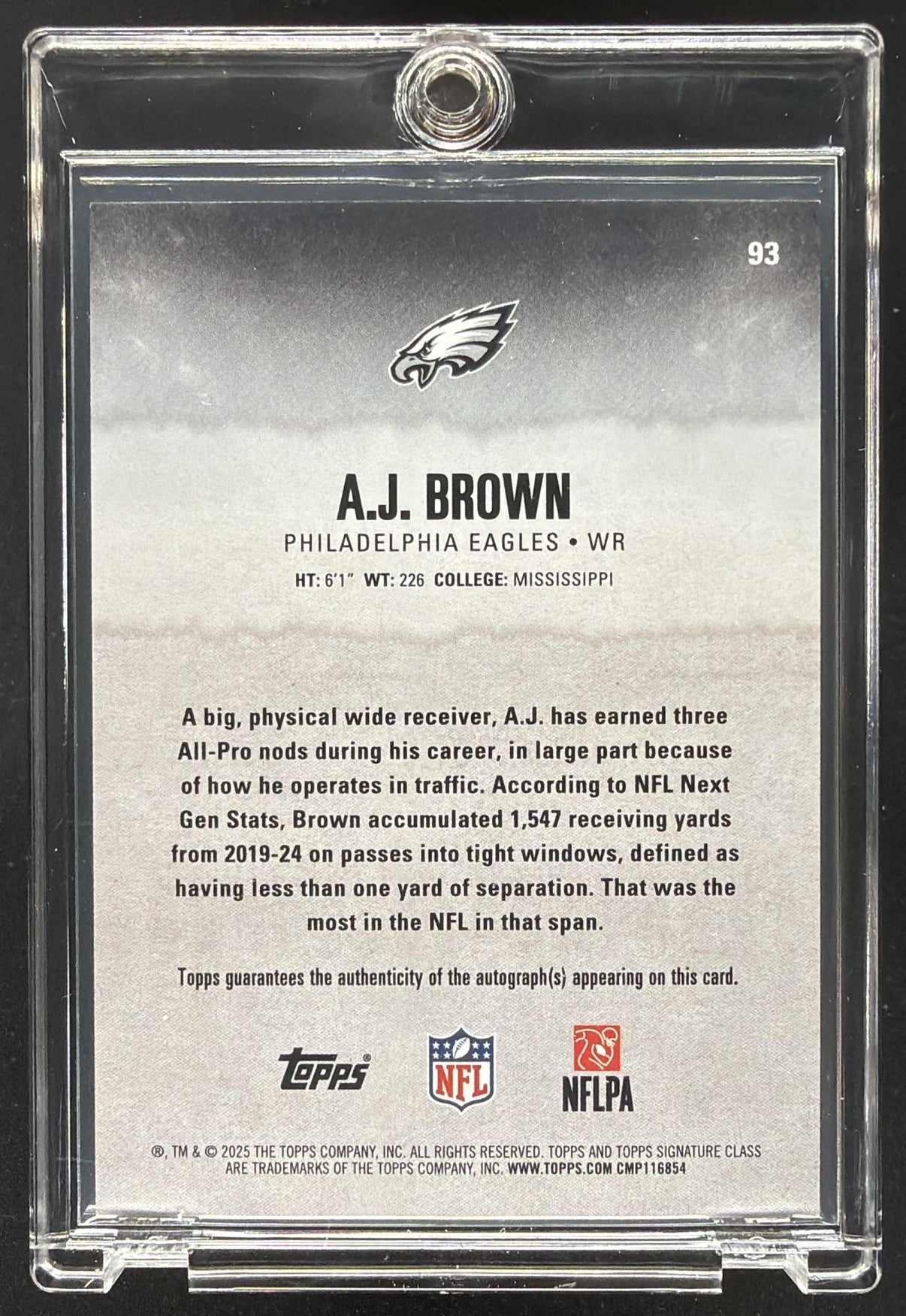 2025 Topps Signature Class A.J. Brown #93 Veteran Auto Orange Foil 2/50