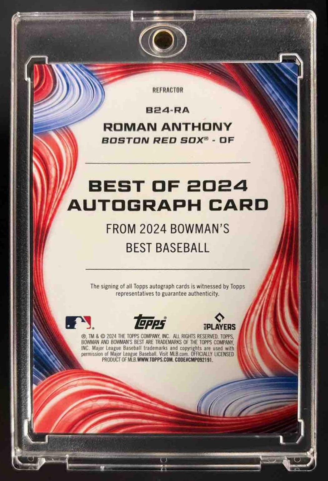 2024 Bowman's Best Roman Anthony #B24-RA Best of Auto Refractor