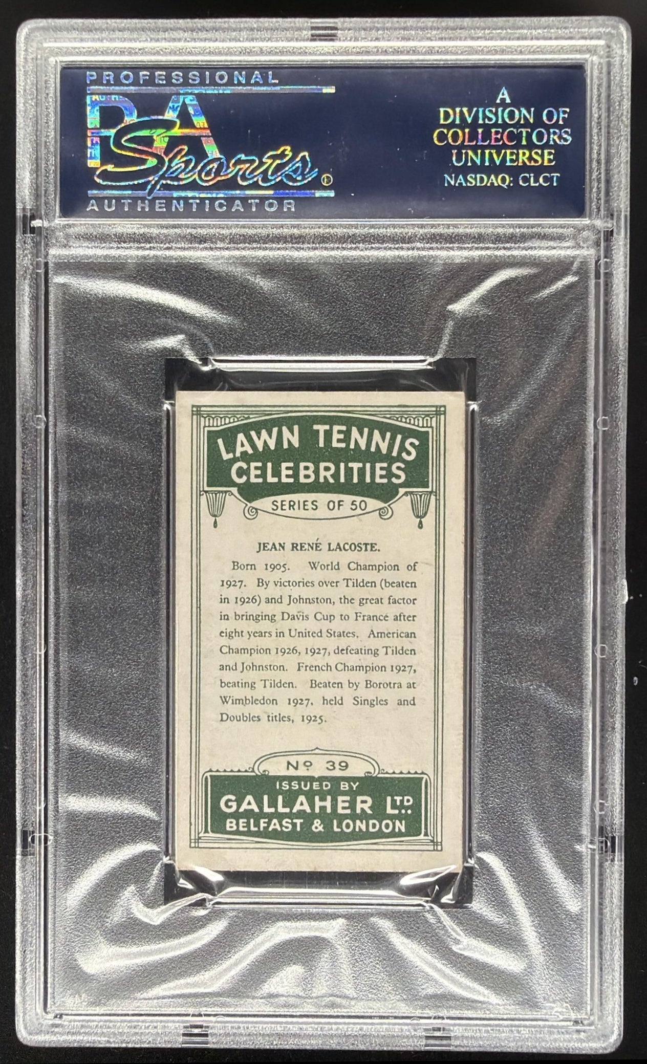 1928 Gallagher Jean Rene Lawn Tennis PSA 7
