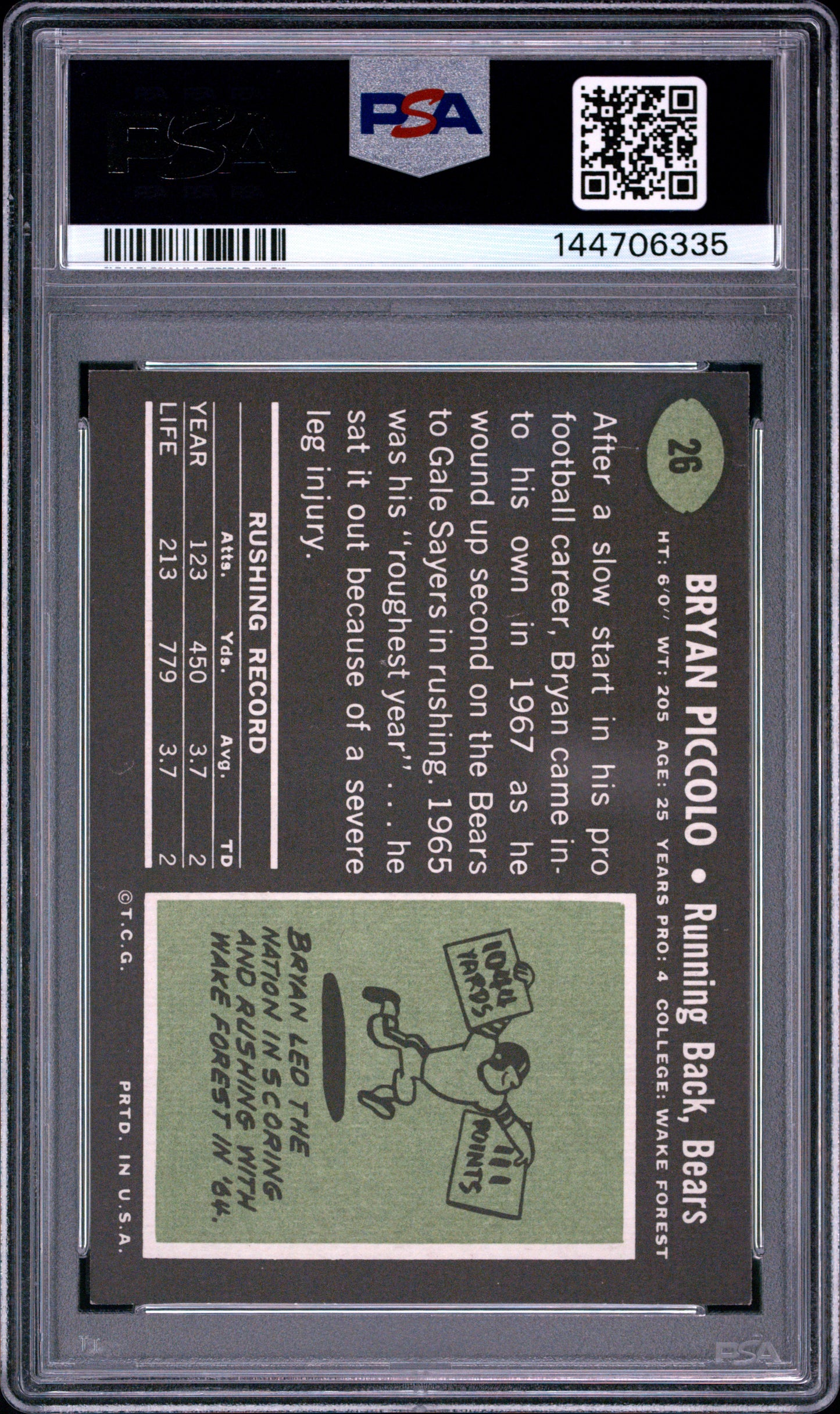 1969 Topps Brian Piccolo #26 RC PSA 5