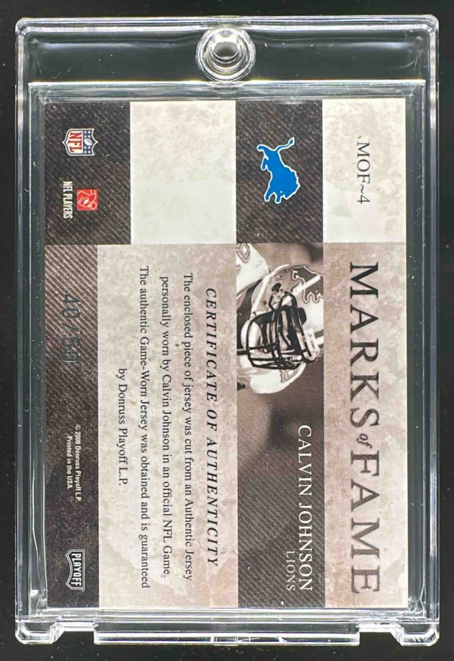2008 Donruss Calvin Johnson Patch Marks Of Fame /50