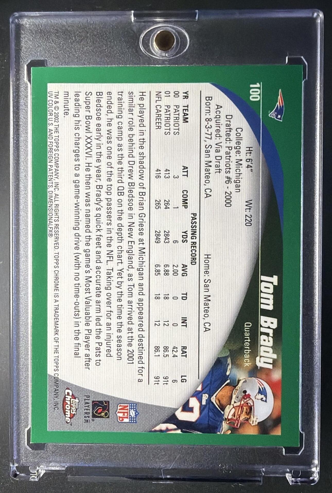 2002 Topps Chrome Tom Brady #100