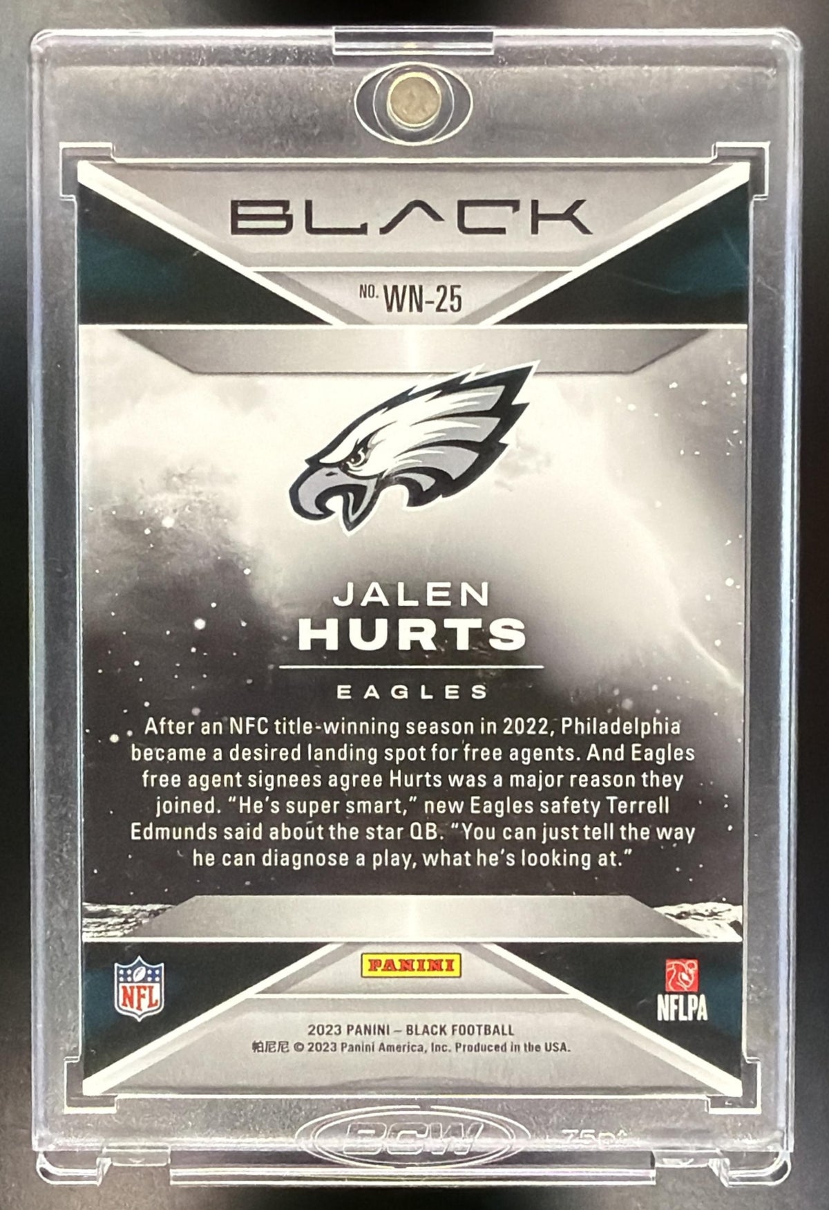 2023 Panini Black Jalen Hurts #WN-25 White Night SSP