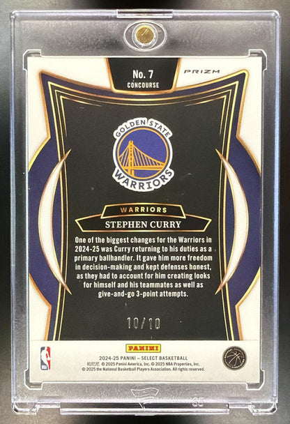 2024-25 Panini Select Stephen Curry #7 Concourse Gold Wave Prizm 10/10