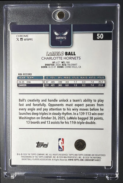 2025-26 Topps Chrome Update LaMelo Ball #50 Gold Geometric Refractor 8/50