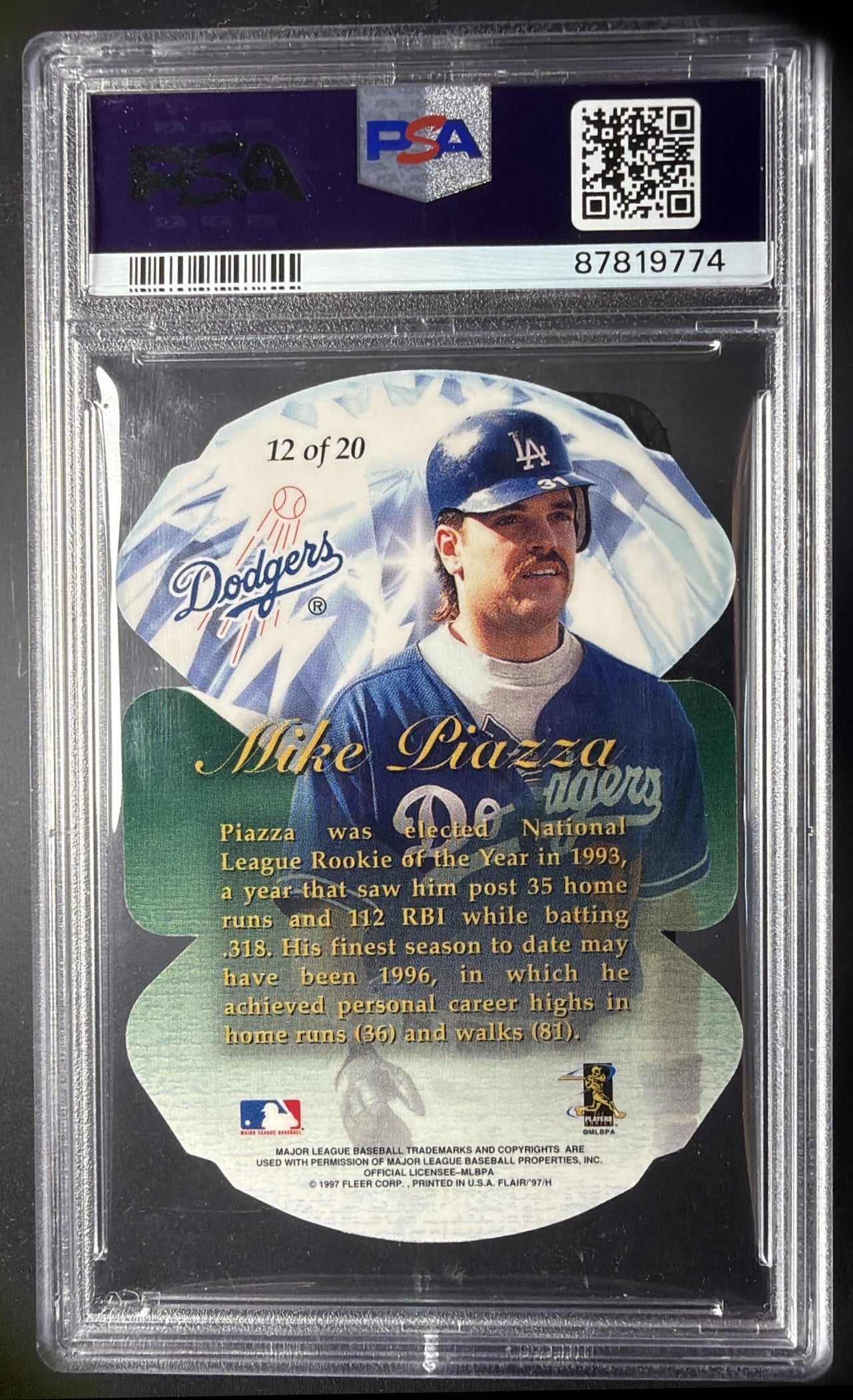 1997 Fleer Flair Showcase Mike Piazza #12 Diamond Cuts PSA 10