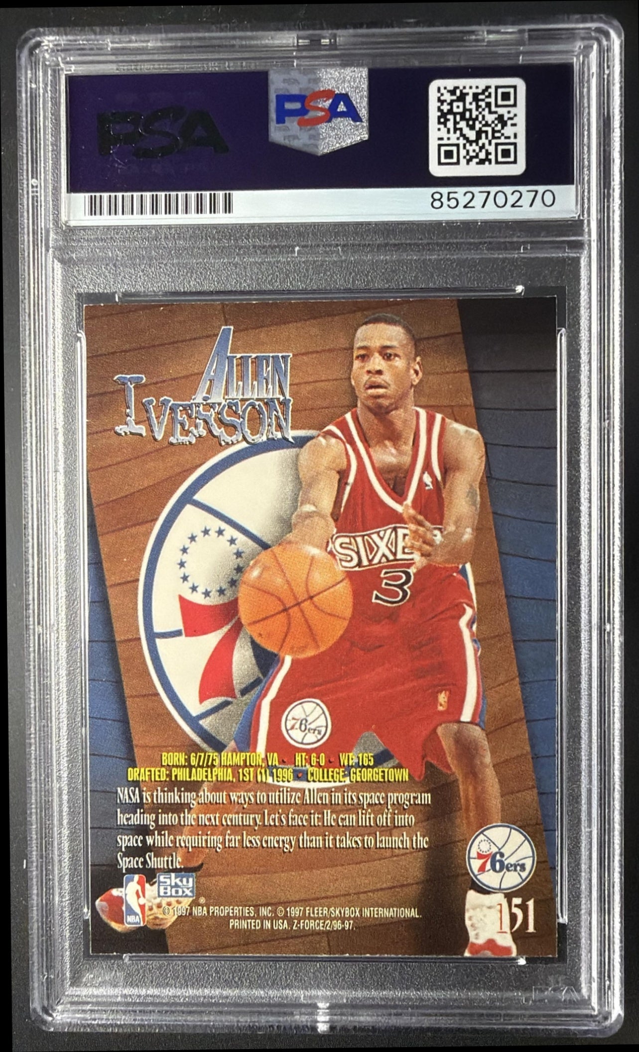 1996-97 Skybox Z-Force Allen Iverson Rookie Auto IP Auto 10