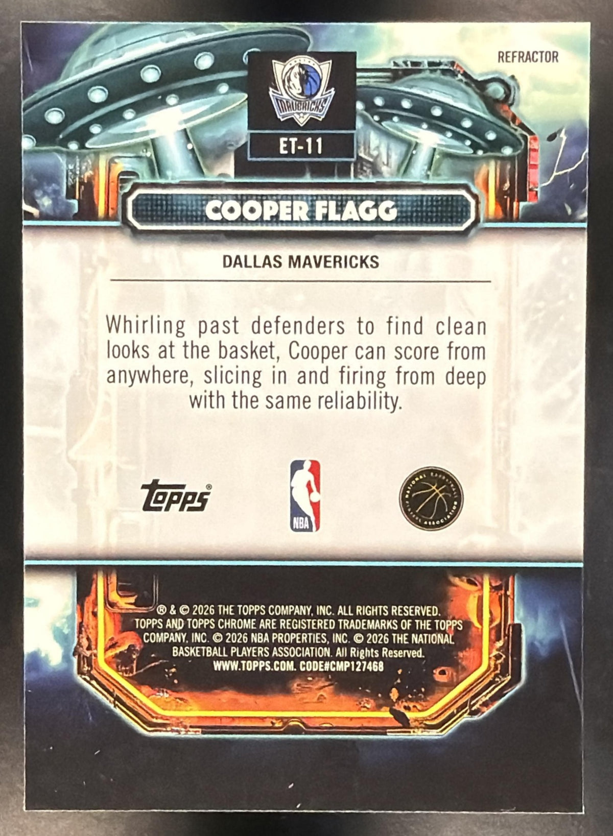 2026 Topps Chrome Cosmic Basketball Cooper Flagg #ET-11 Extraterrestrial Refractor RC