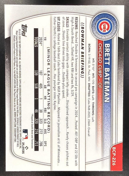 2025 Bowman Chrome Brett Bateman #BCP-226 Peanuts Refractor 1st Prospect