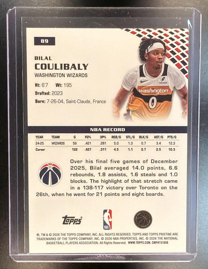 2026 Topps Pristine Bilal Coulibaly #89 Aqua 05/12 Washington Wizards